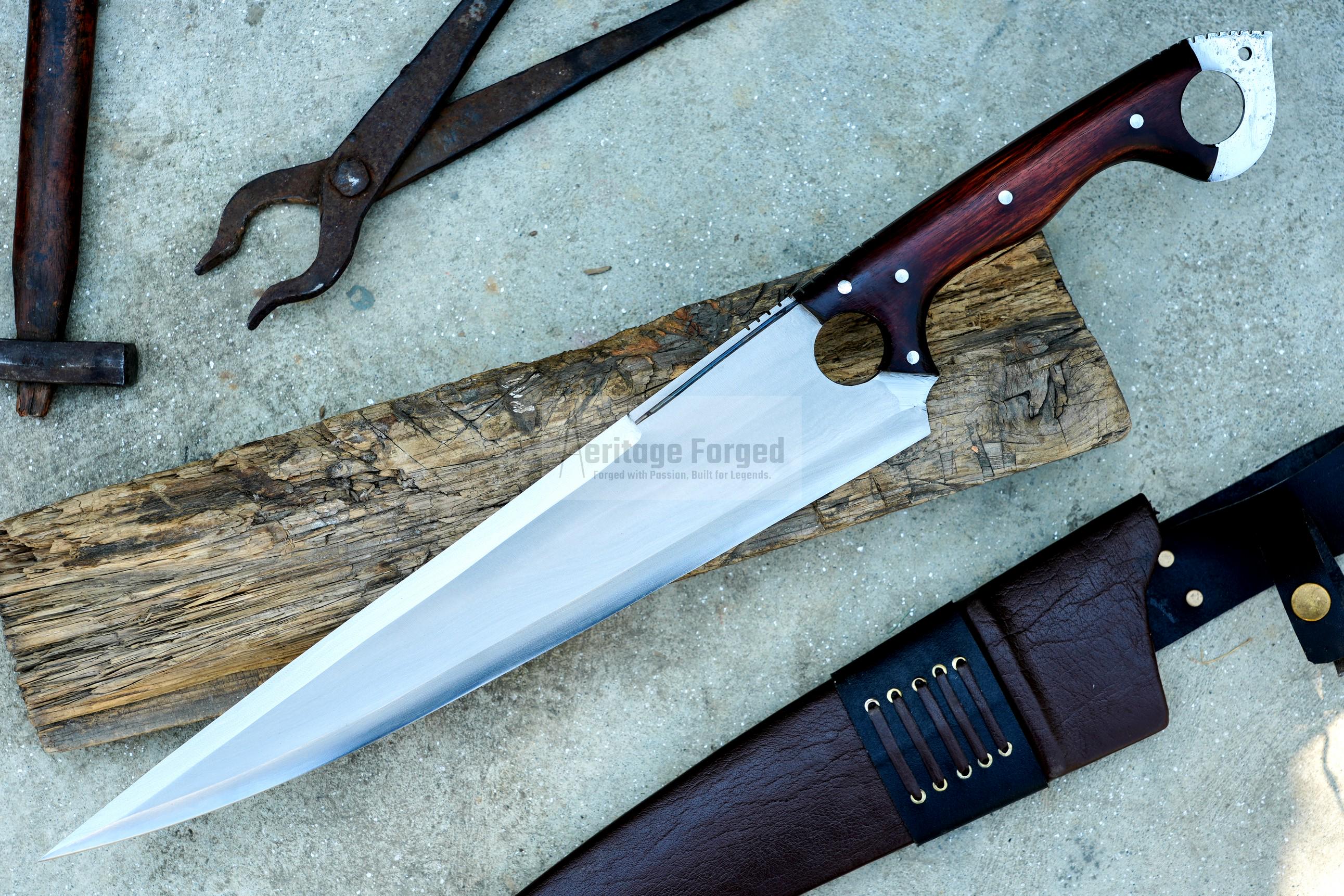CHOPPER/14 Inches long Blade Hand forged Large knife/ Full tang/ Tempered/ Sharpen/ Real working knife/Machete/Jungle Machete/Forged