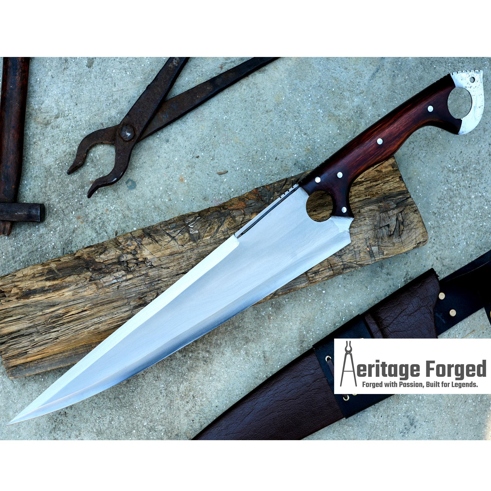 CHOPPER/14 Inches long Blade Hand forged Large knife/ Full tang/ Tempered/ Sharpen/ Real working knife/Machete/Jungle Machete/Forged