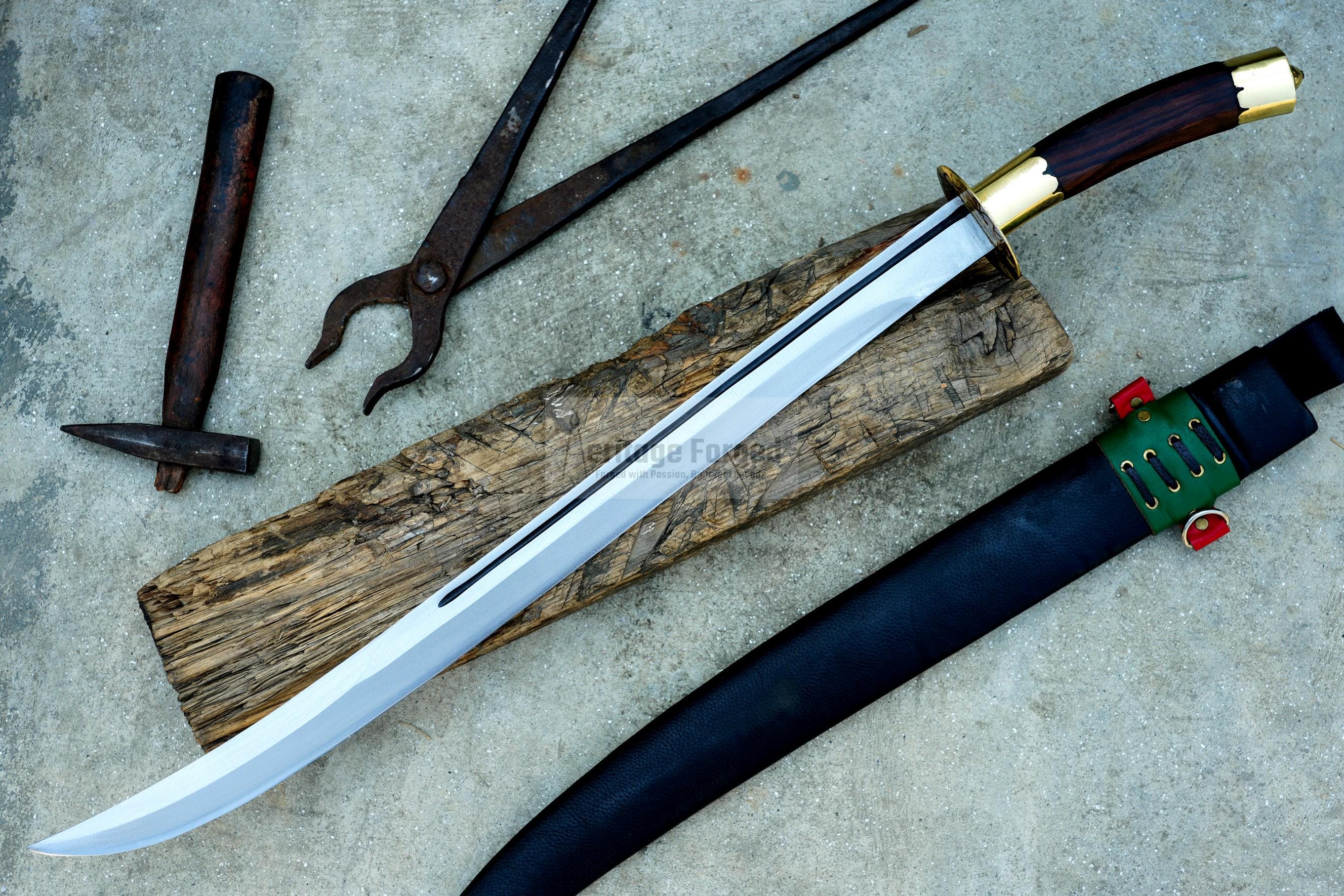 DRAGON TOOTH SWORD/20 inches Long Blade hand forged Sword/Leaf spring of truck/Rosewood Handle/Sharpen/Tempered/Ready to use/knife/knives