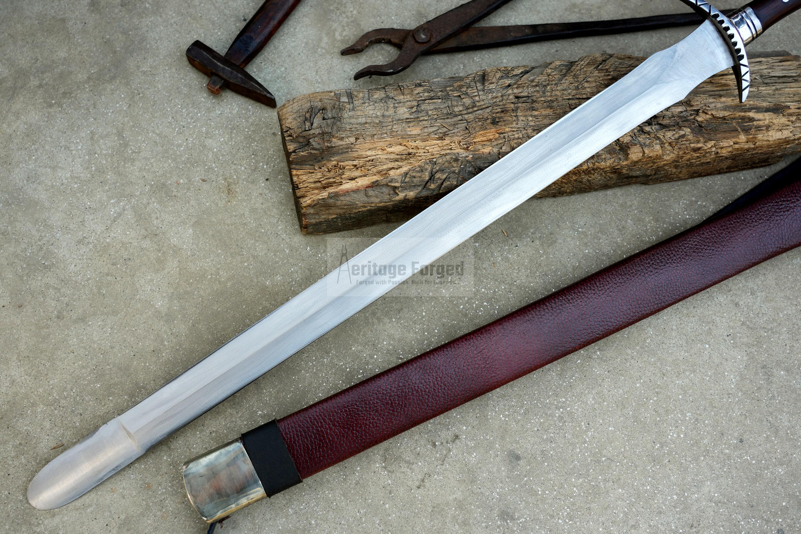 VIKING SWORD/25 inches Long Blade hand forged Sword/Leaf spring of truck/Rosewood Handle/Sharpen/Tempered/Ready to use/knife/knives