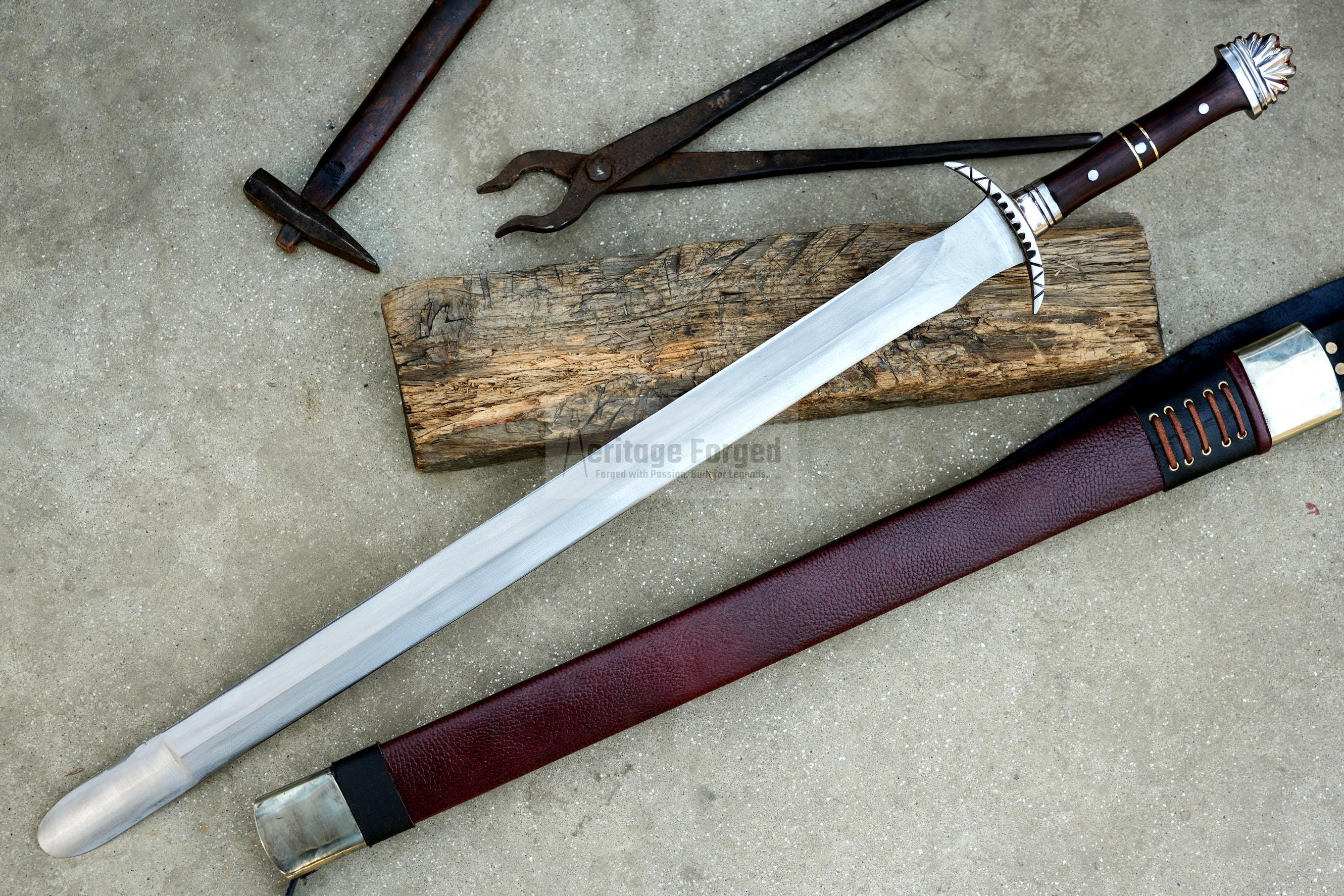 VIKING SWORD/25 inches Long Blade hand forged Sword/Leaf spring of truck/Rosewood Handle/Sharpen/Tempered/Ready to use/knife/knives