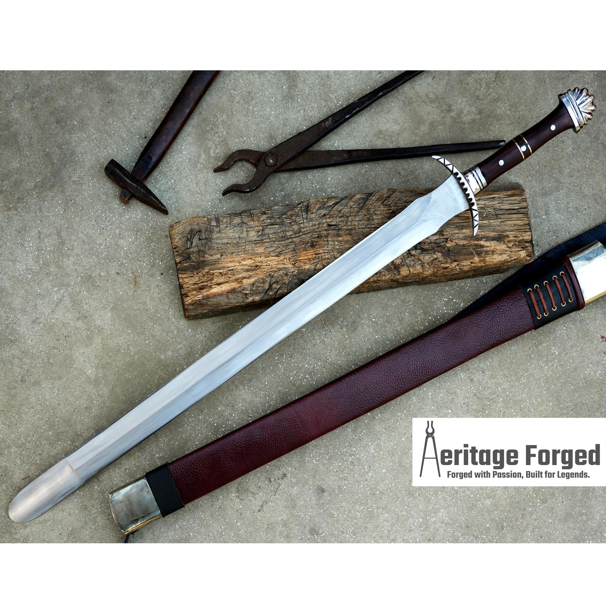 VIKING SWORD/25 inches Long Blade hand forged Sword/Leaf spring of truck/Rosewood Handle/Sharpen/Tempered/Ready to use/knife/knives