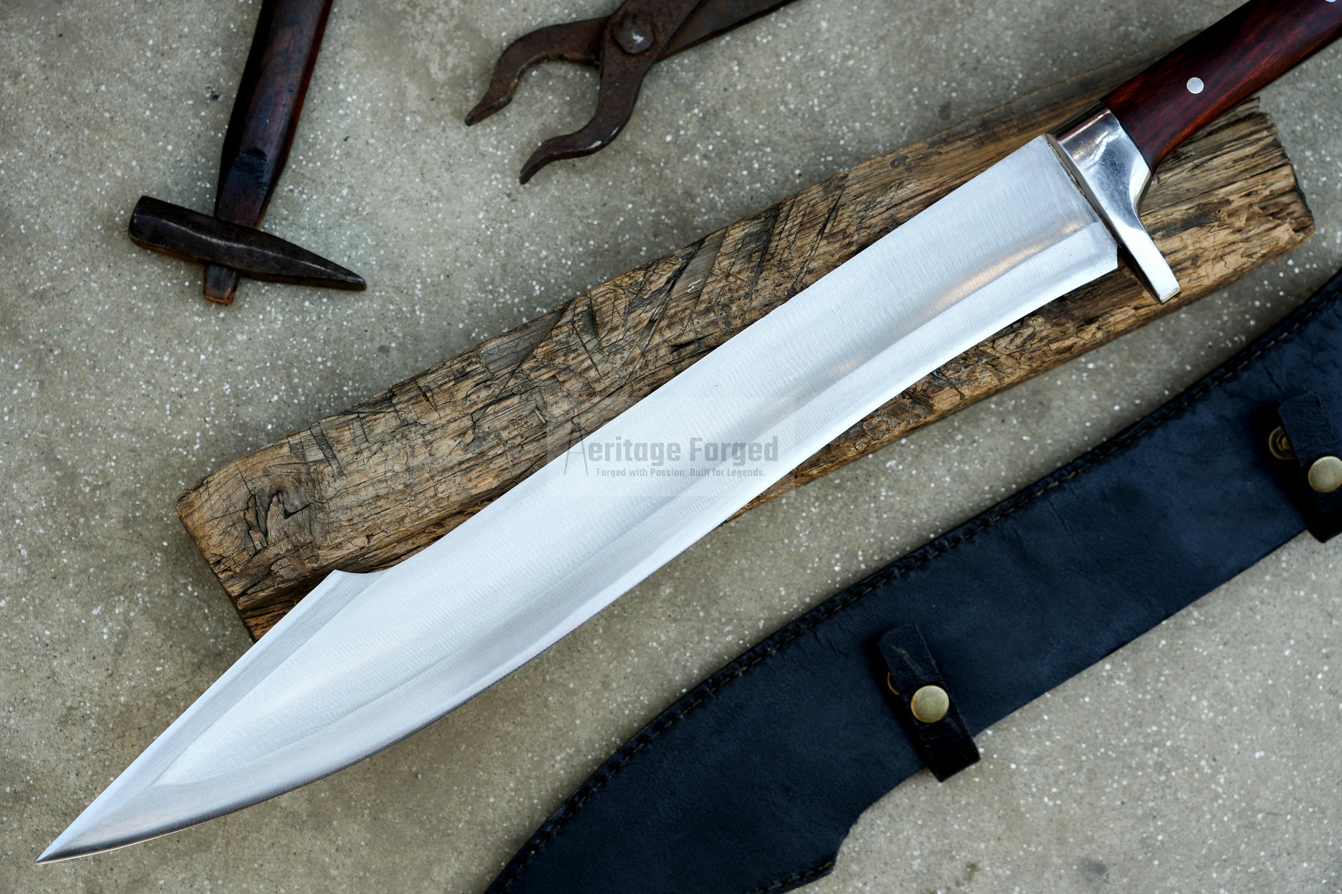 SPARTAN MACHETE /18 inches Long Blade hand forged Sword/Leaf spring of truck/Rosewood Handle/Sharpen/Tempered/Ready to use/knife/knives