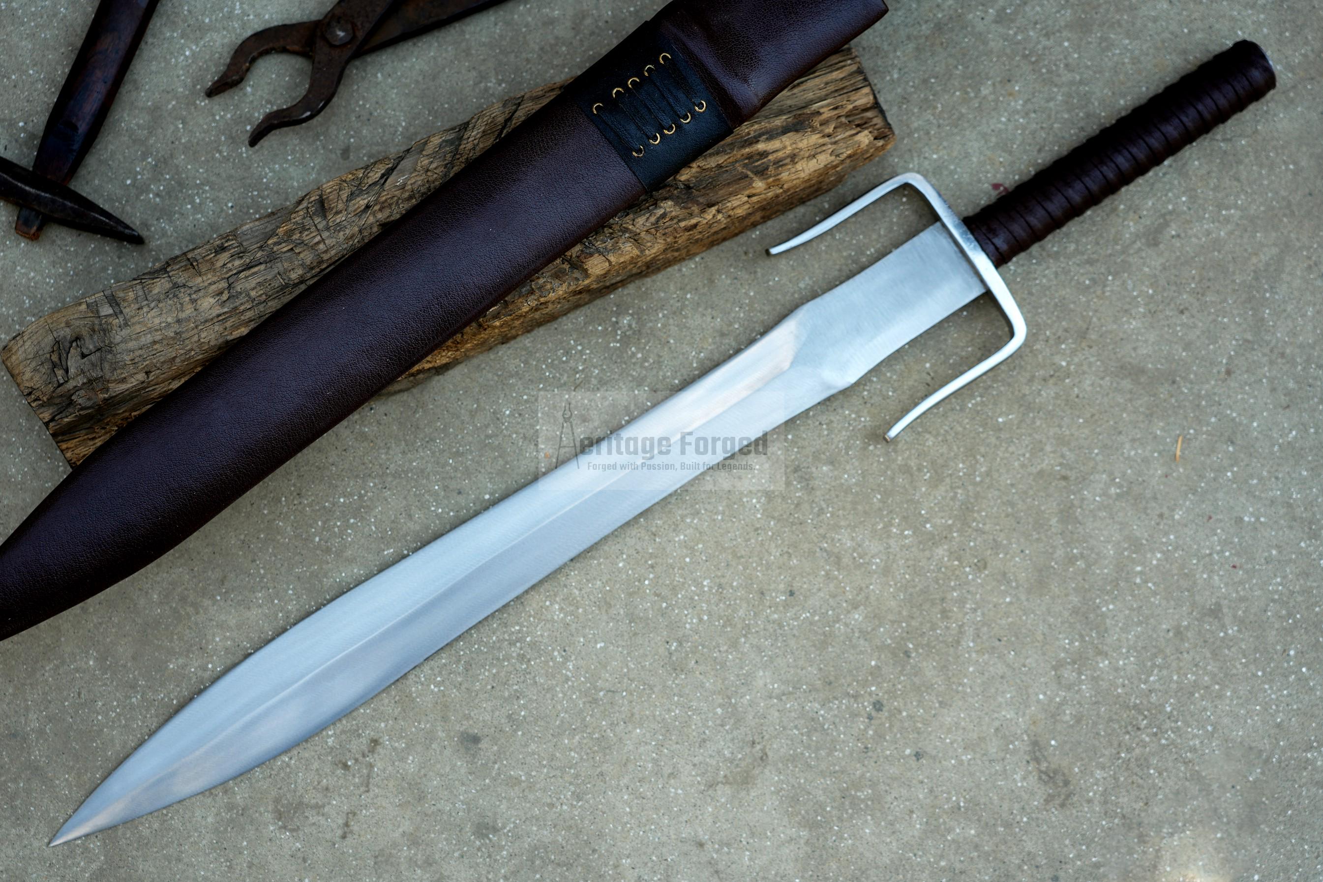 GREEK XIPHOS/ 21 inches Long Blade hand forged historical Sword/Leaf spring of truck/Wooden Handle/Custom forged sword
