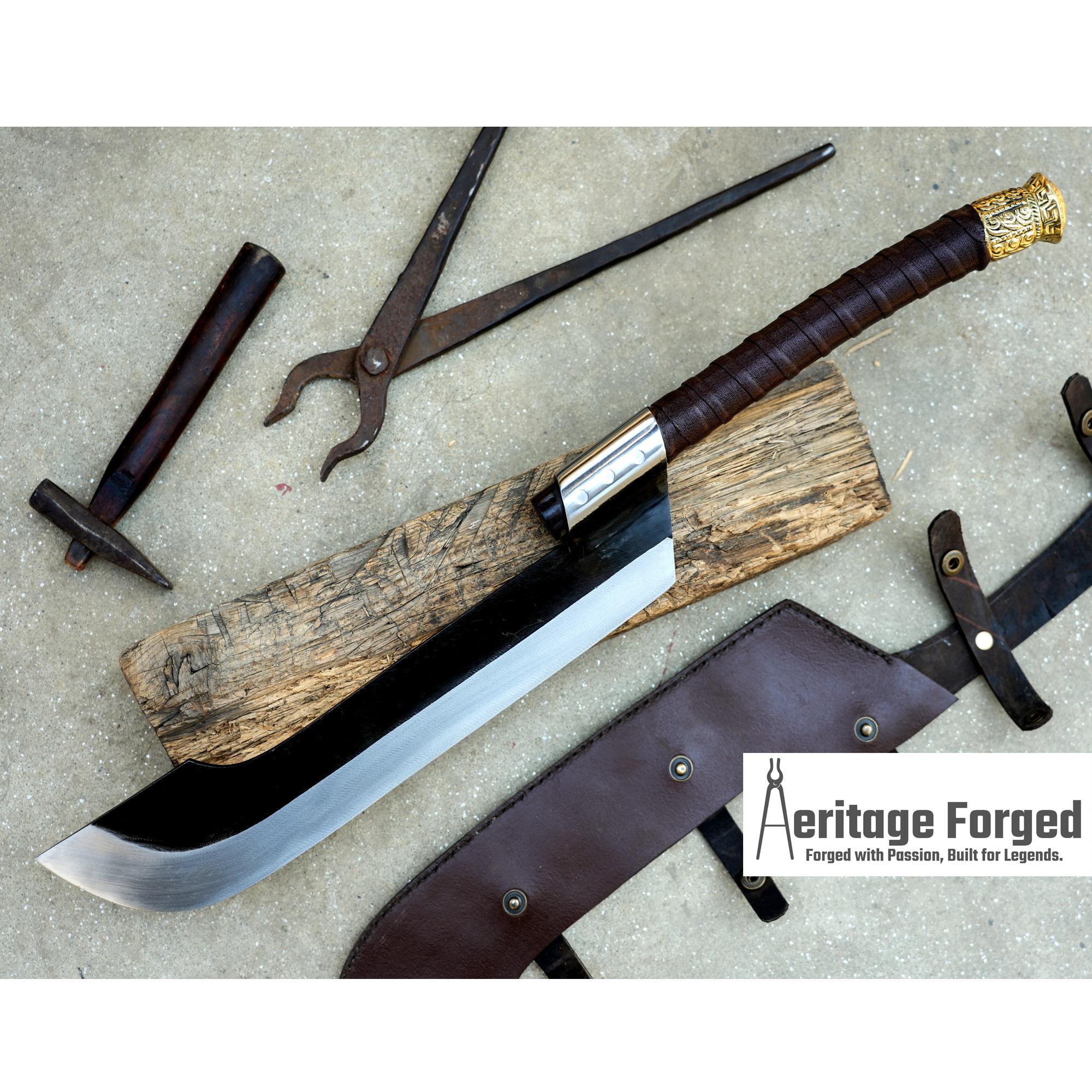 EXTRA LARGE CHOPPER / Large Jungle Cleaver /Blade Heavy duties machete/ Full tang/ Leaf spring of truck/ Tempered/Sharpen/ hybrid axe