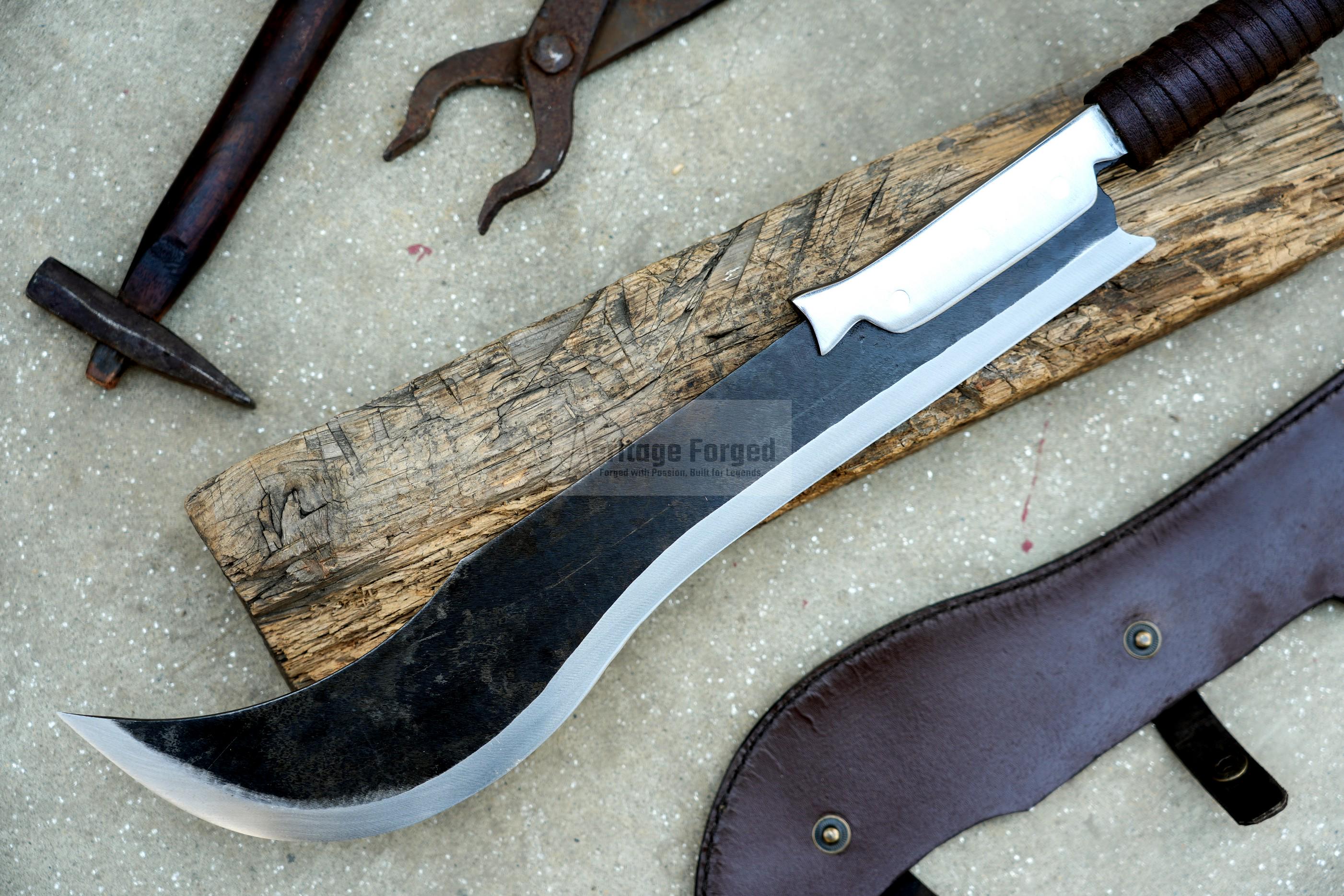 RAM DAO MACHETE /  Nepalese  Machete/16 inches Long Blade Heavy duties machete/ Full tang/ Leaf spring of truck/ Tempered/Sharpen/Working