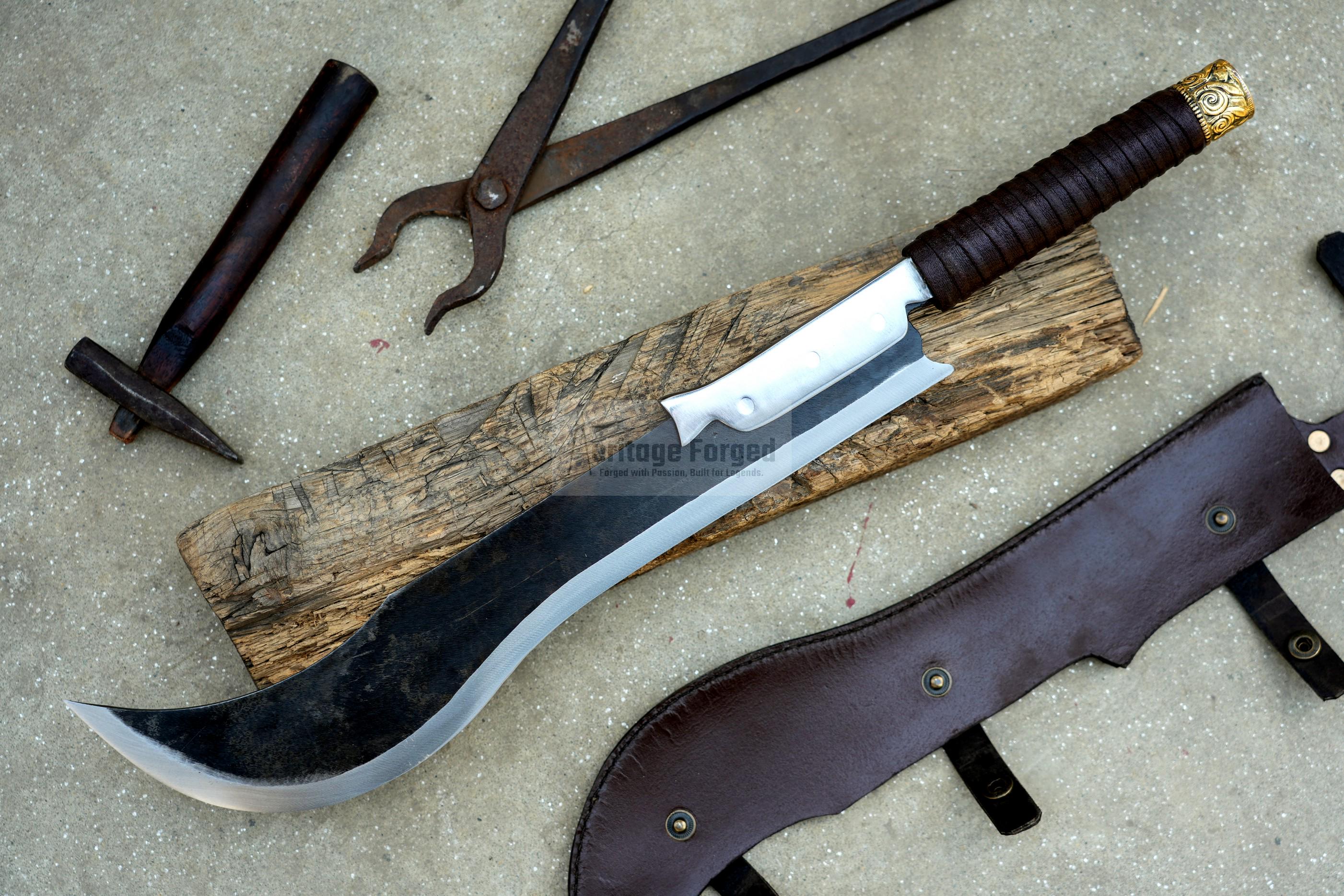 RAM DAO MACHETE /  Nepalese  Machete/16 inches Long Blade Heavy duties machete/ Full tang/ Leaf spring of truck/ Tempered/Sharpen/Working