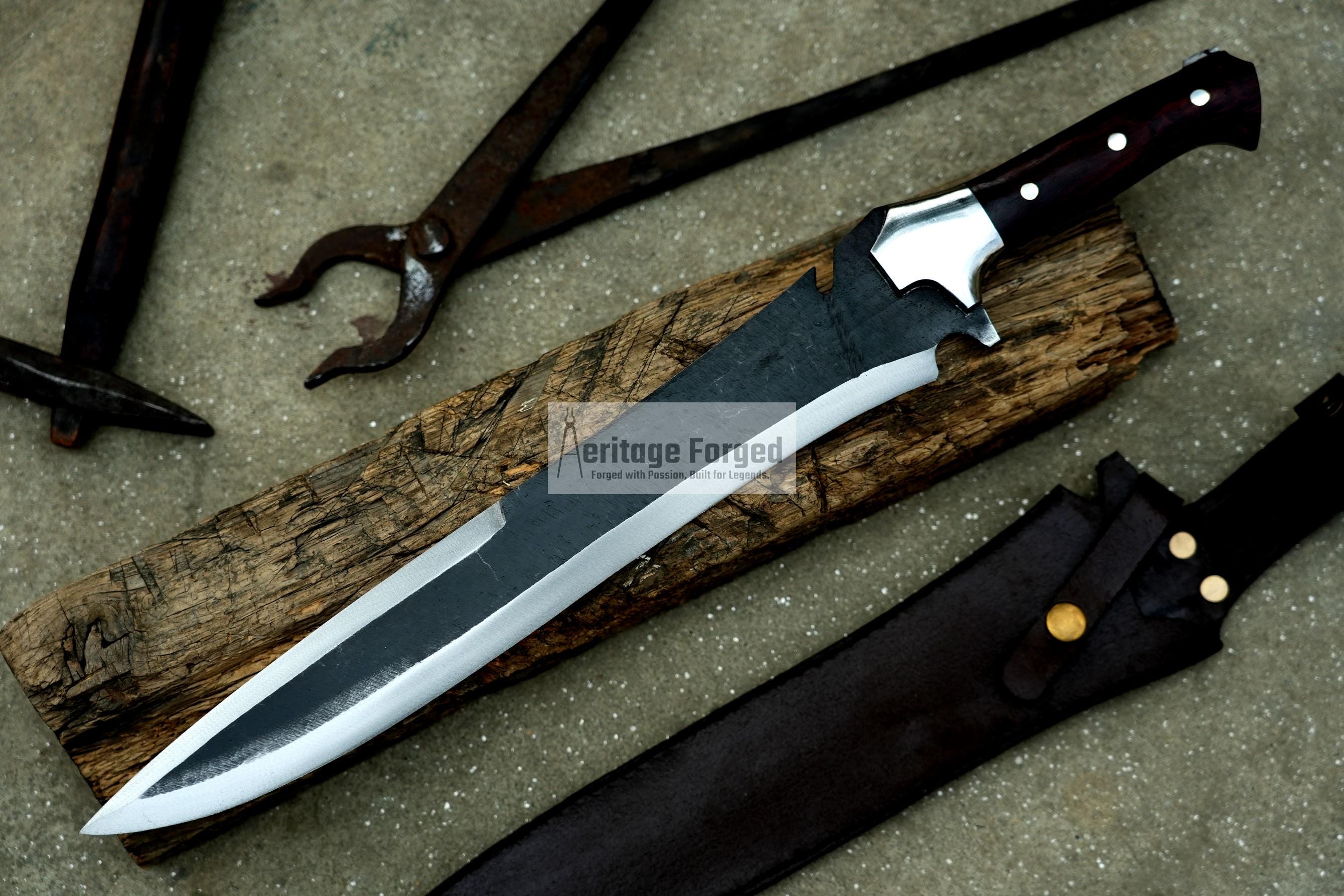 KRAUSER MACHETE/14 inches long Blade handmade DAGGER/ Real working machete/ Movie knife/Best for Heavy duties/Carbon steel/Sharp