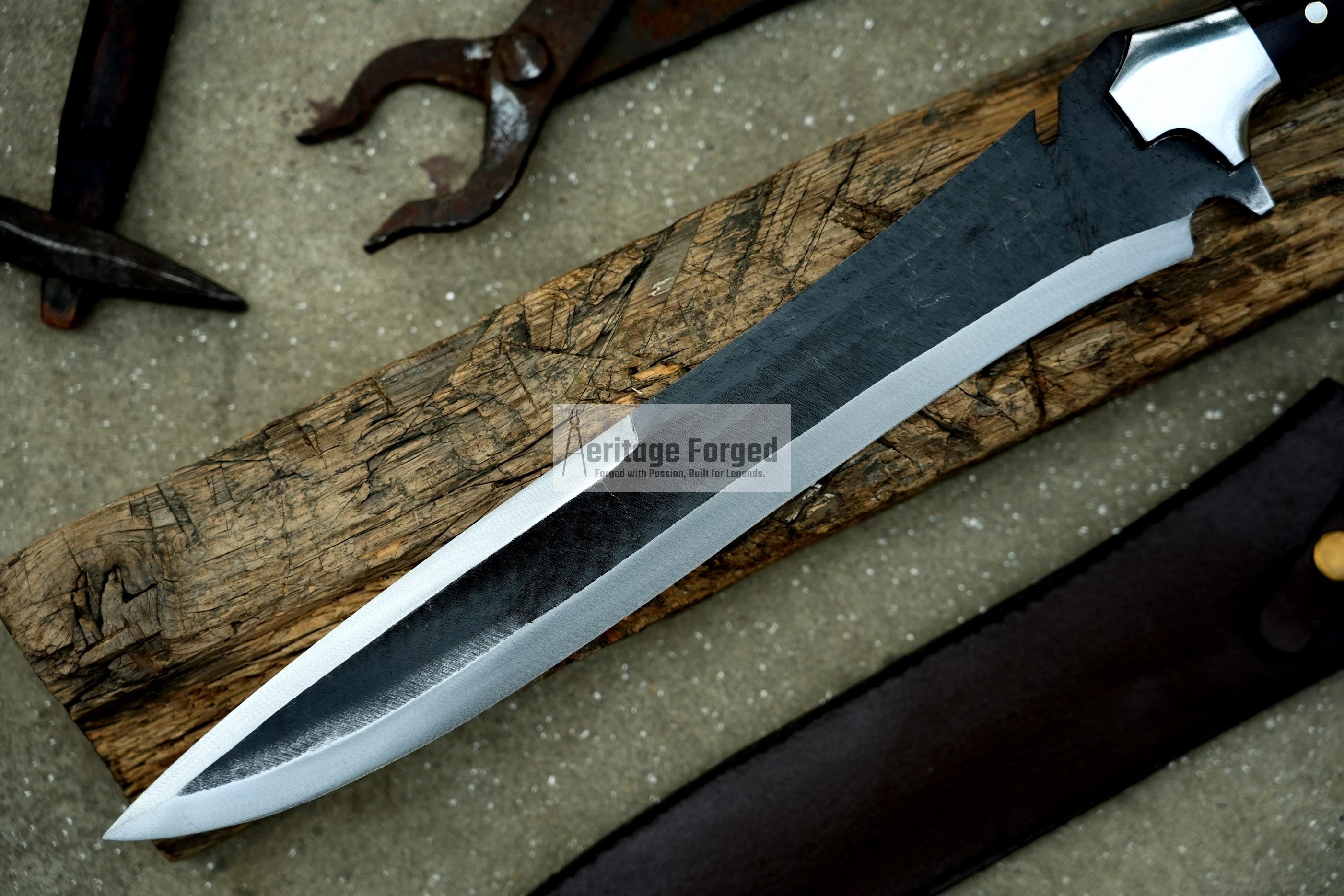 KRAUSER MACHETE/14 inches long Blade handmade DAGGER/ Real working machete/ Movie knife/Best for Heavy duties/Carbon steel/Sharp