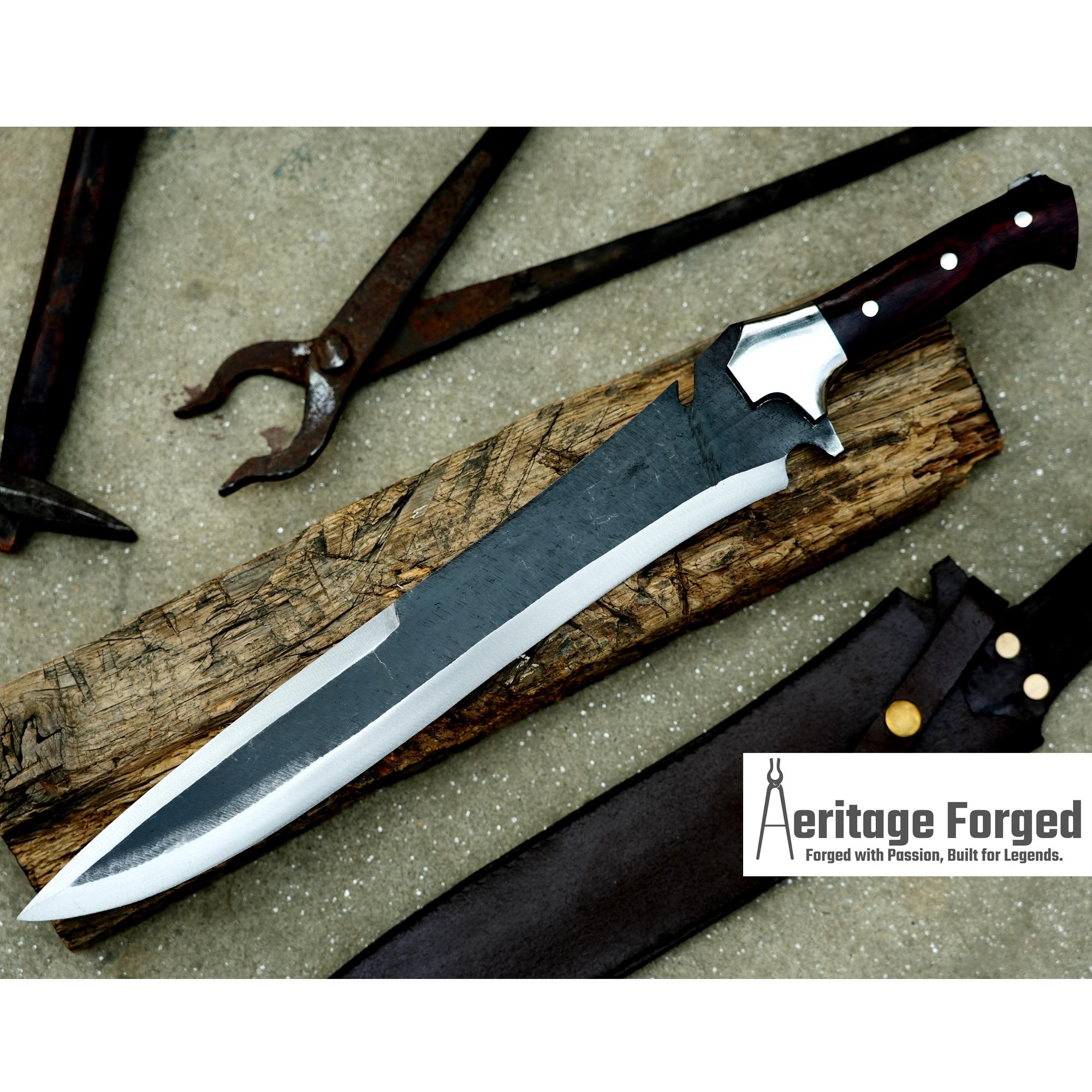 KRAUSER MACHETE/14 inches long Blade handmade DAGGER/ Real working machete/ Movie knife/Best for Heavy duties/Carbon steel/Sharp