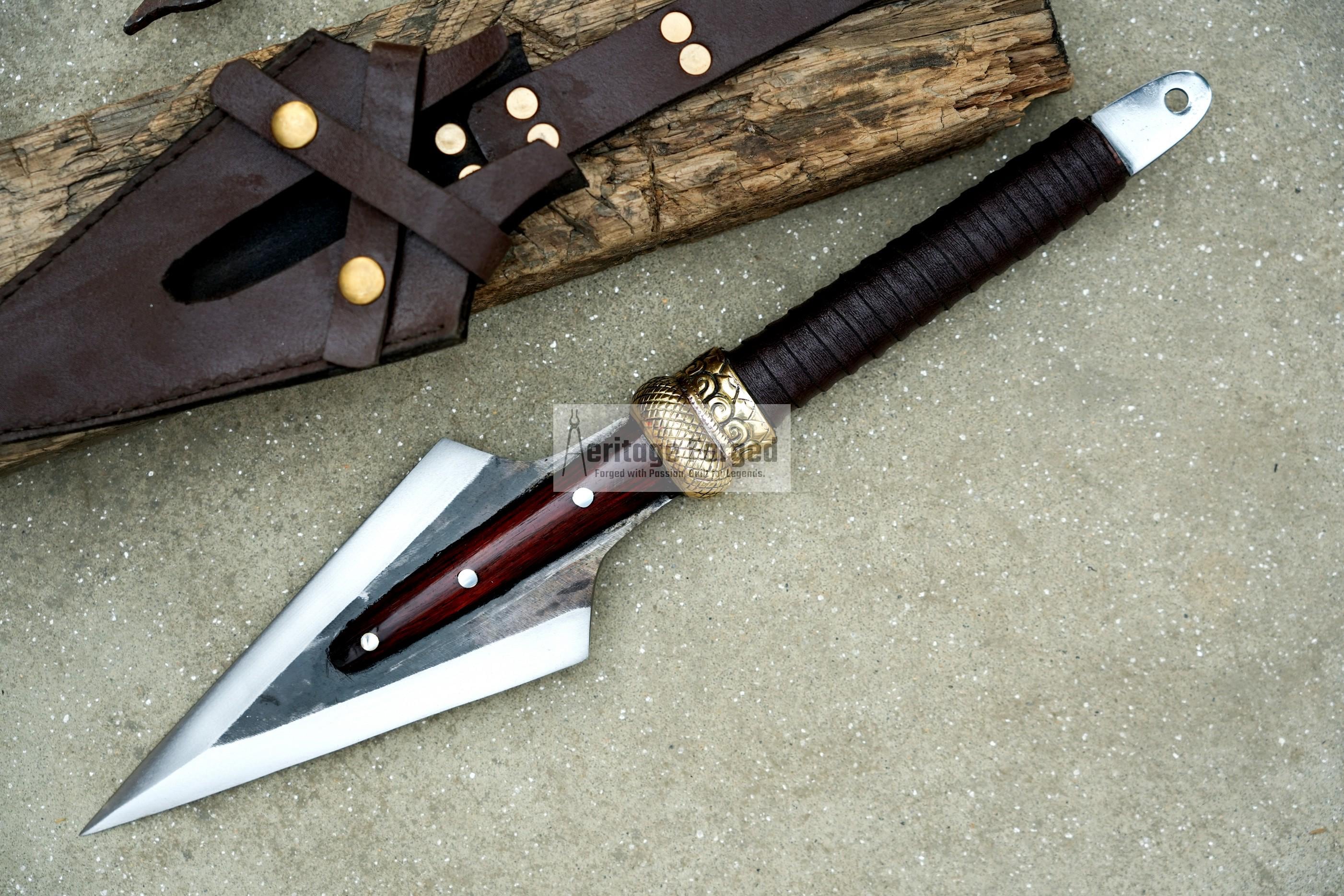 HUNTING SPEAR / hand forged spear /Short Handle spear/ throwing Spear/ Full tang/ Leaf spring of truck/ Tempered/Sharpen