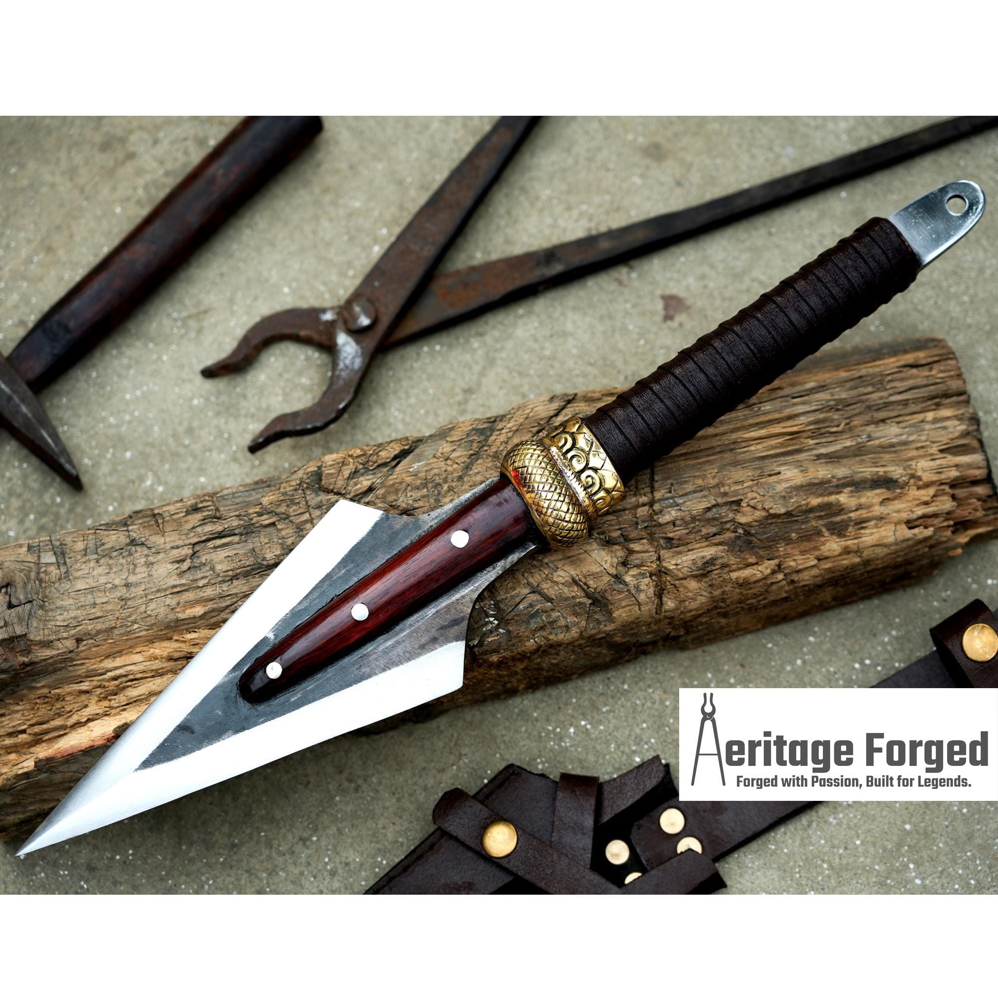 HUNTING SPEAR / hand forged spear /Short Handle spear/ throwing Spear/ Full tang/ Leaf spring of truck/ Tempered/Sharpen