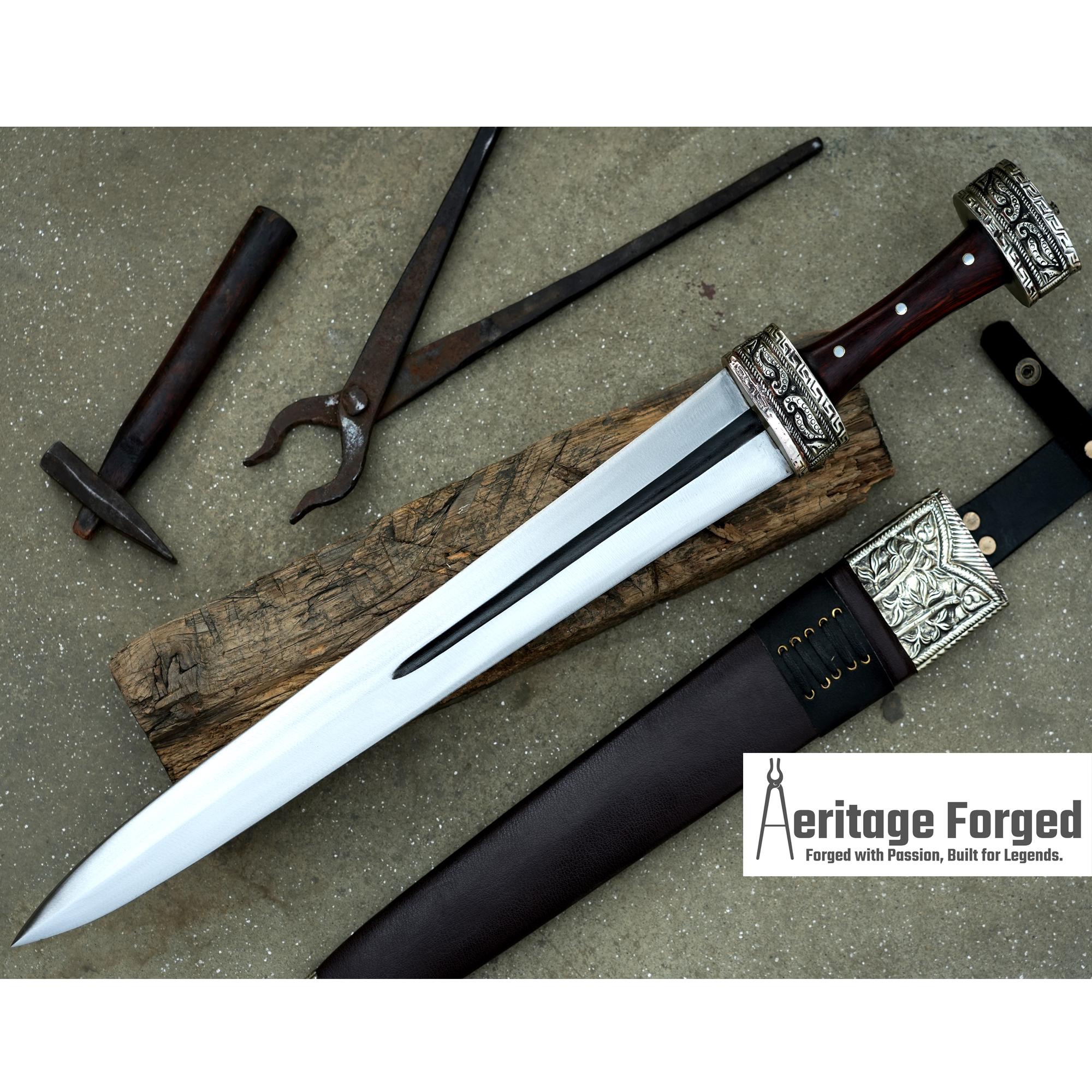GLADIUS SWORD /19 inches long Blade Hand Forged Sword/ Gladius Machete/Handmade from Leaf spring of Truck-Balance water tempered/Sharp