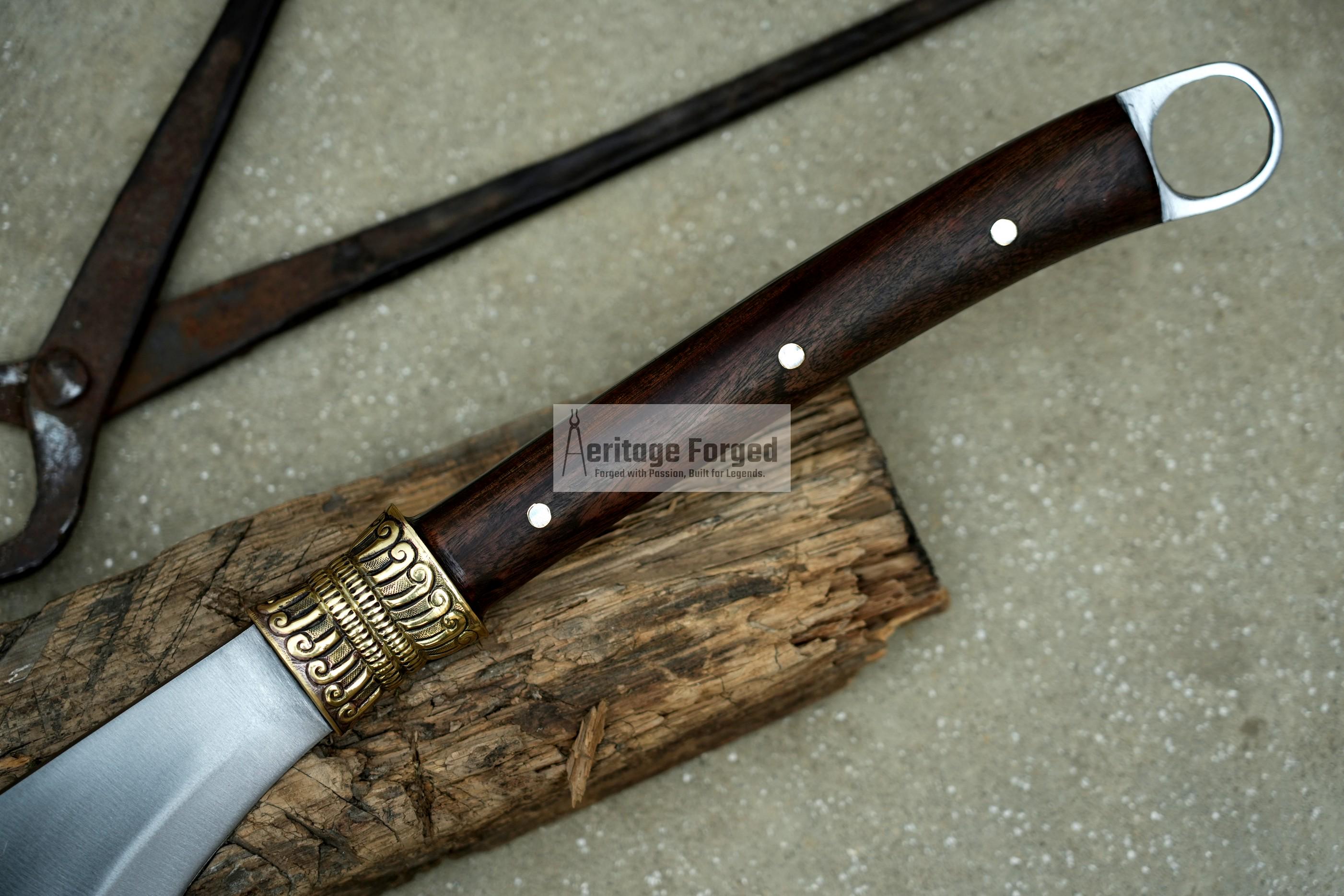 KYOKETSU KNIFE/Traditional Japanese knife/ Sickle /Leaf spring of truck/Rosewood Handle/Sharpen/Tempered/Ready to use/knife/knives