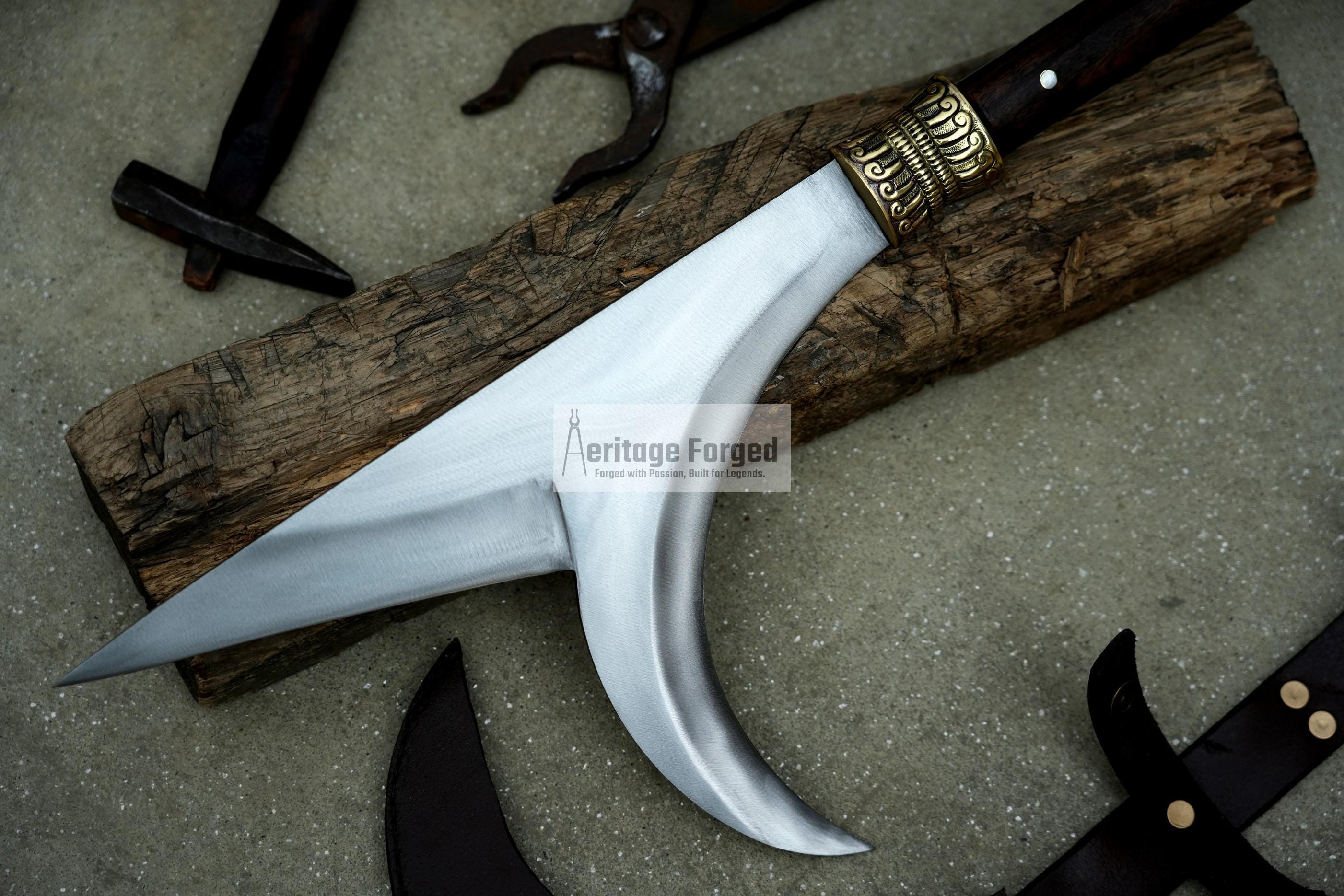 KYOKETSU KNIFE/Traditional Japanese knife/ Sickle /Leaf spring of truck/Rosewood Handle/Sharpen/Tempered/Ready to use/knife/knives