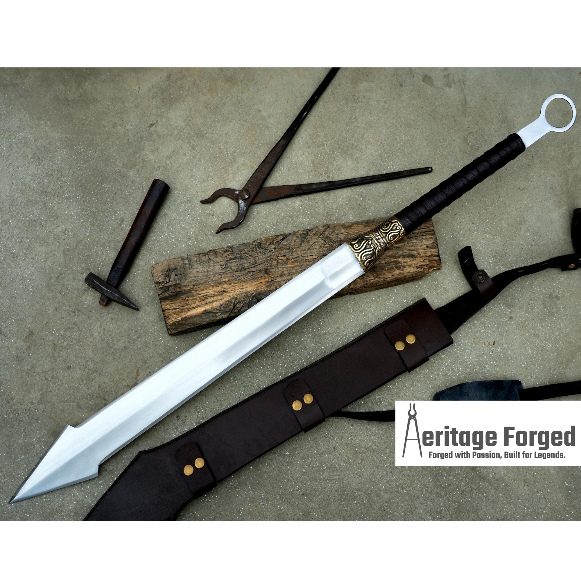 KINGS SWORD/24 inches Long Blade hand forged Sword/Leaf spring of truck/Rosewood Handle/Sharpen/Tempered/Ready to use/knife/knives