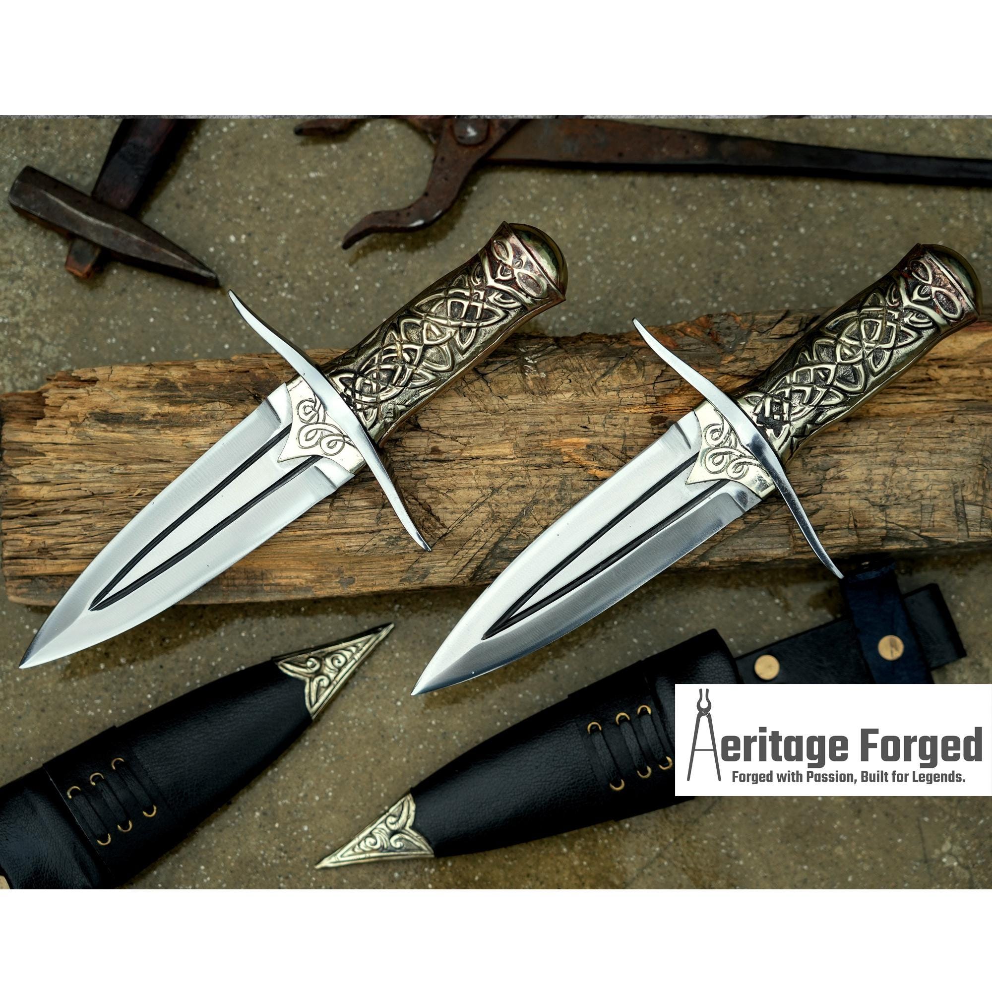 2 HAND FORGED DAGGER / 6 inches long Blade exotic knife / Hand forged knife / Made from Leaf spring of truck / Tempered / Sharpen