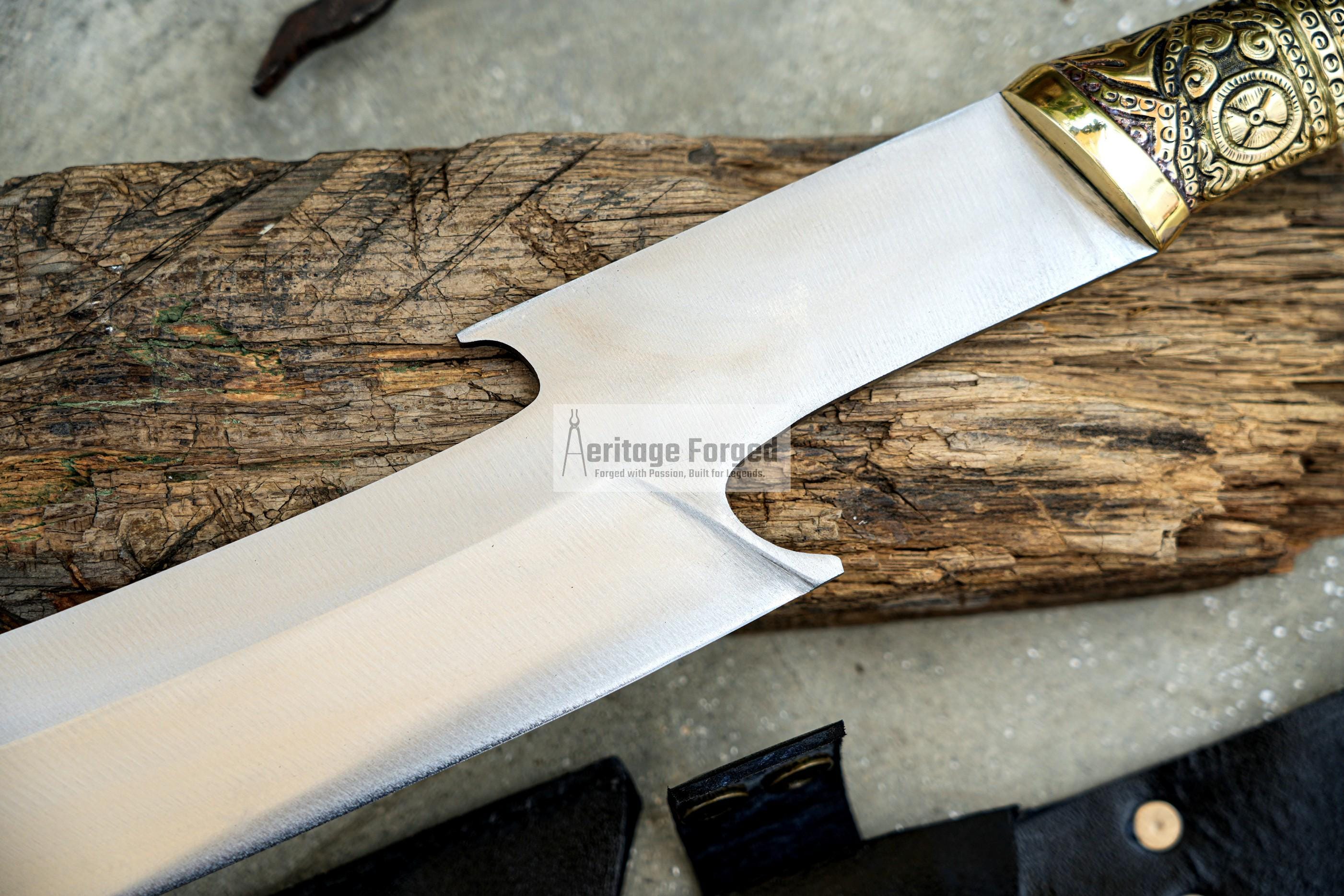 HELLBOY KHOPESH MACHETE/ 19 inches Long Blade hand forged Egyptian  khopesh sword /Leaf spring of truck /Sharpen/Tempered/Ready to use