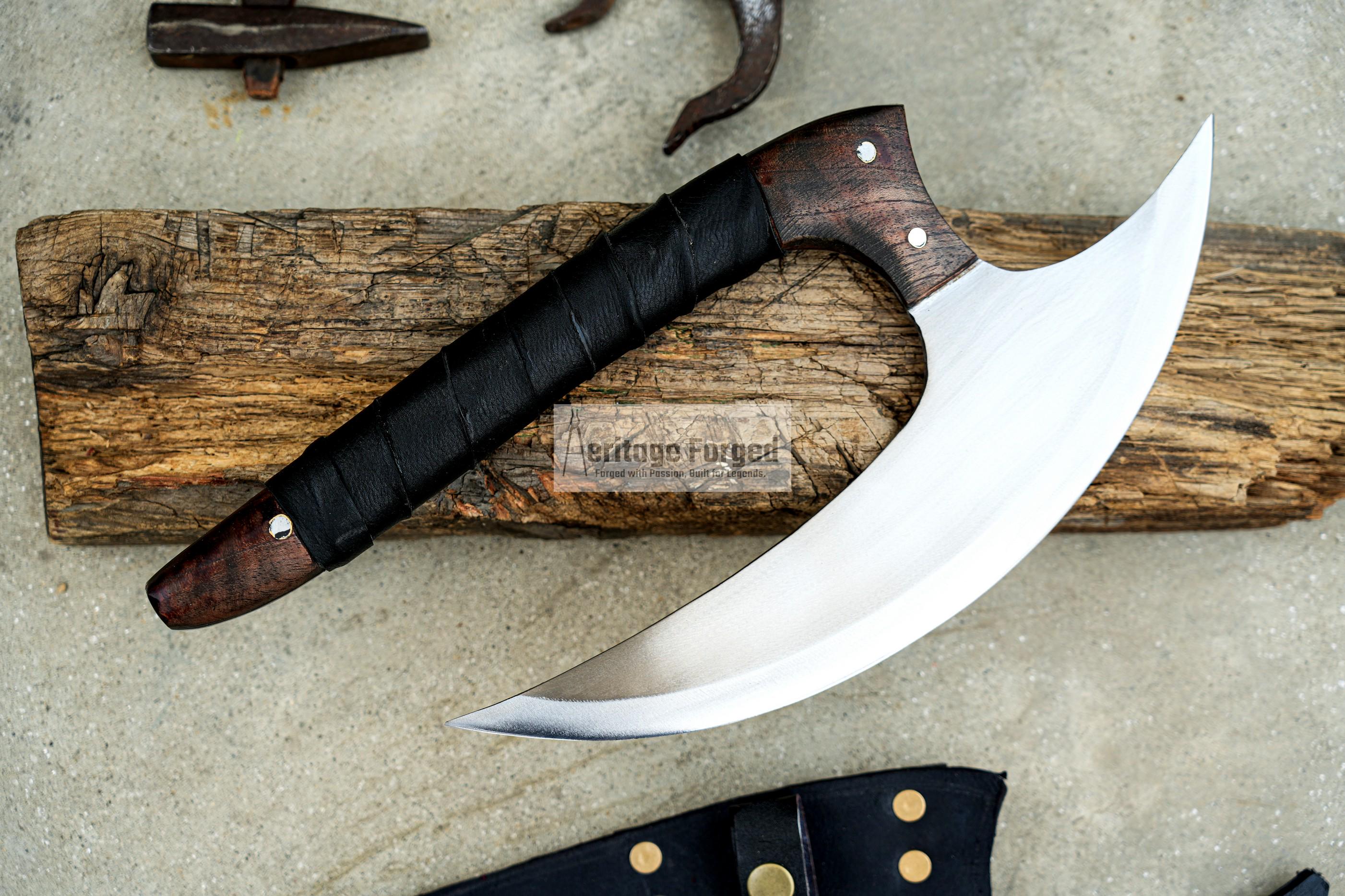 PIZZA AXE/ Kitchen axe / Hand forged Axe/ Made from Leaf spring of truck / Tempered / Sharpen/ Ready to use/gift for him/hunting axe