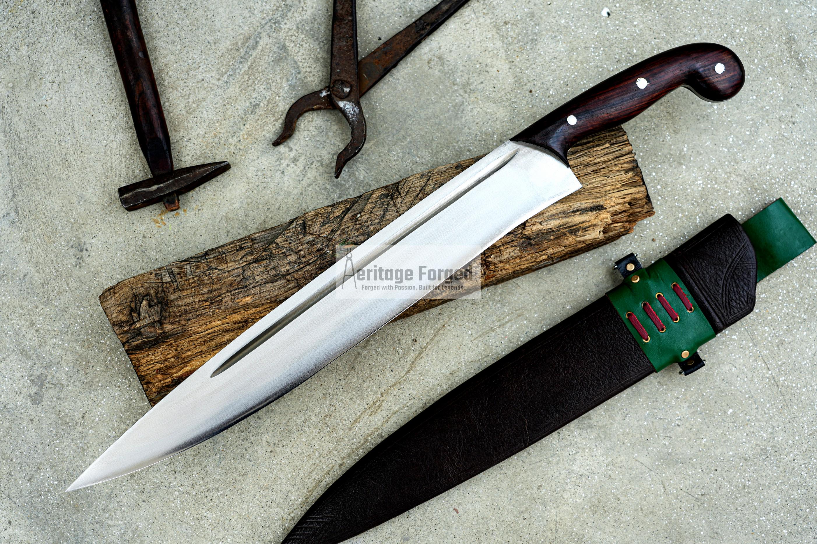 CHOPPER MACHETE / 18 inches long Blade Hunting Machete/ Hand forged knife / Made from Leaf spring of truck / Tempered / Sharpen/ Ready