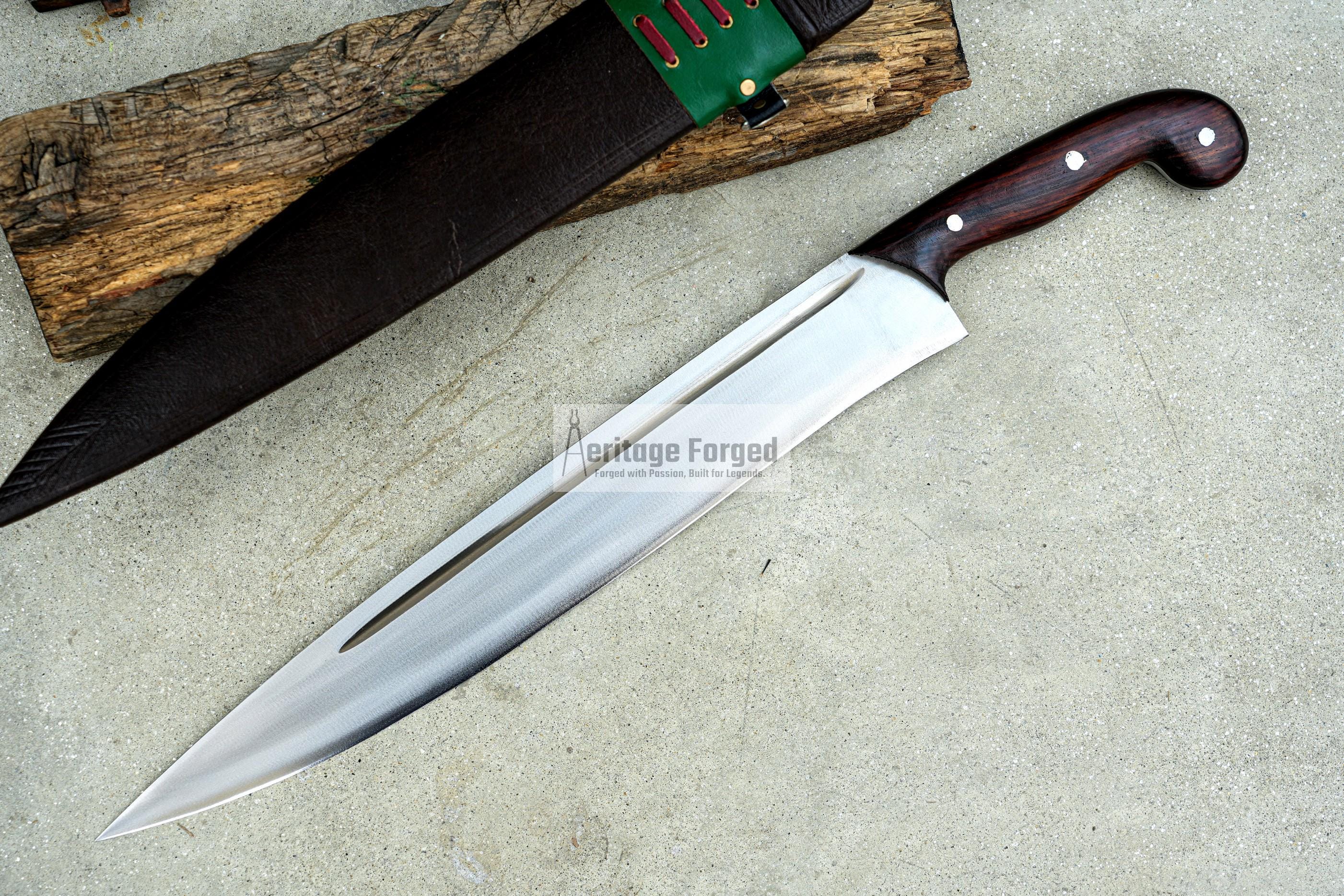 CHOPPER MACHETE / 18 inches long Blade Hunting Machete/ Hand forged knife / Made from Leaf spring of truck / Tempered / Sharpen/ Ready