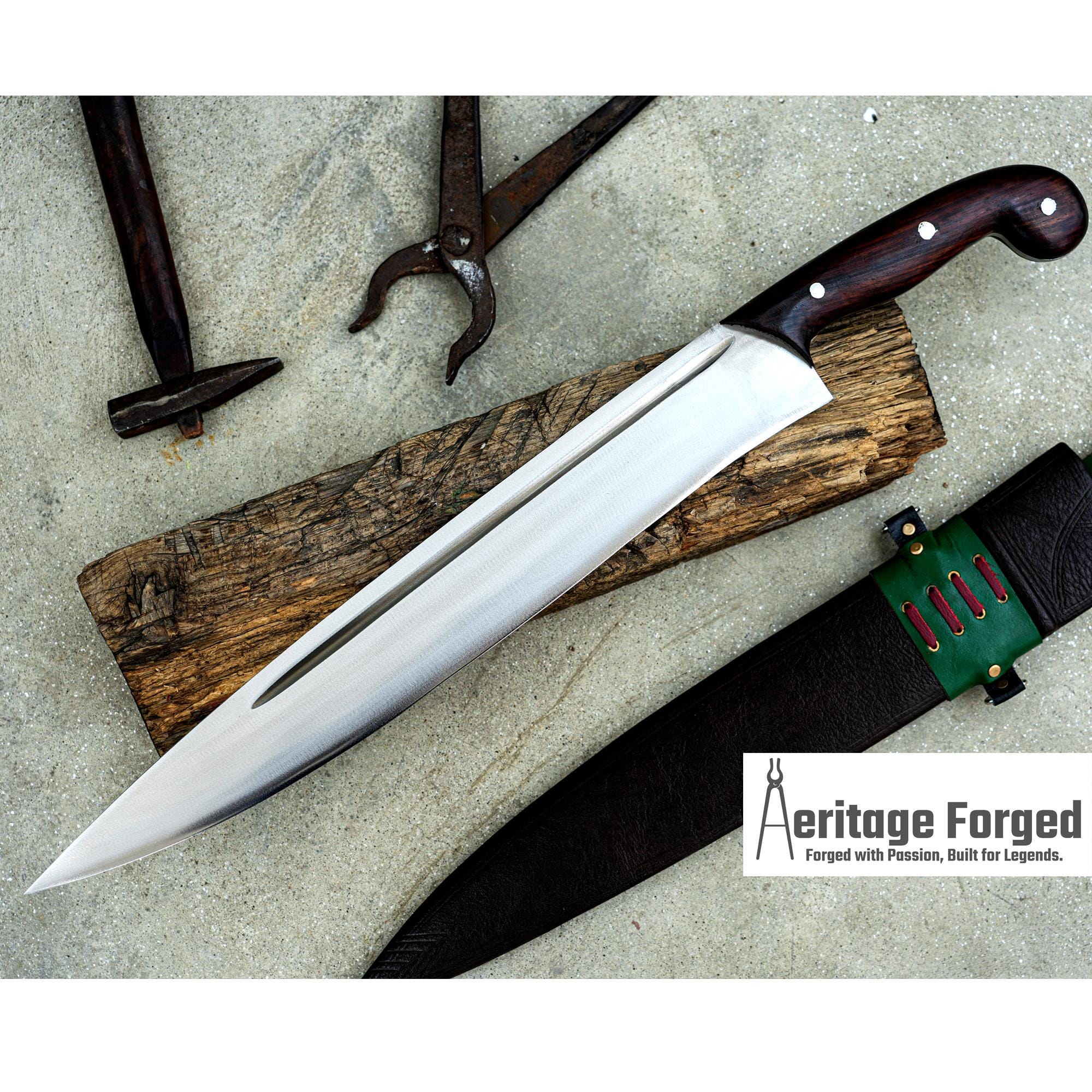 CHOPPER MACHETE / 18 inches long Blade Hunting Machete/ Hand forged knife / Made from Leaf spring of truck / Tempered / Sharpen/ Ready
