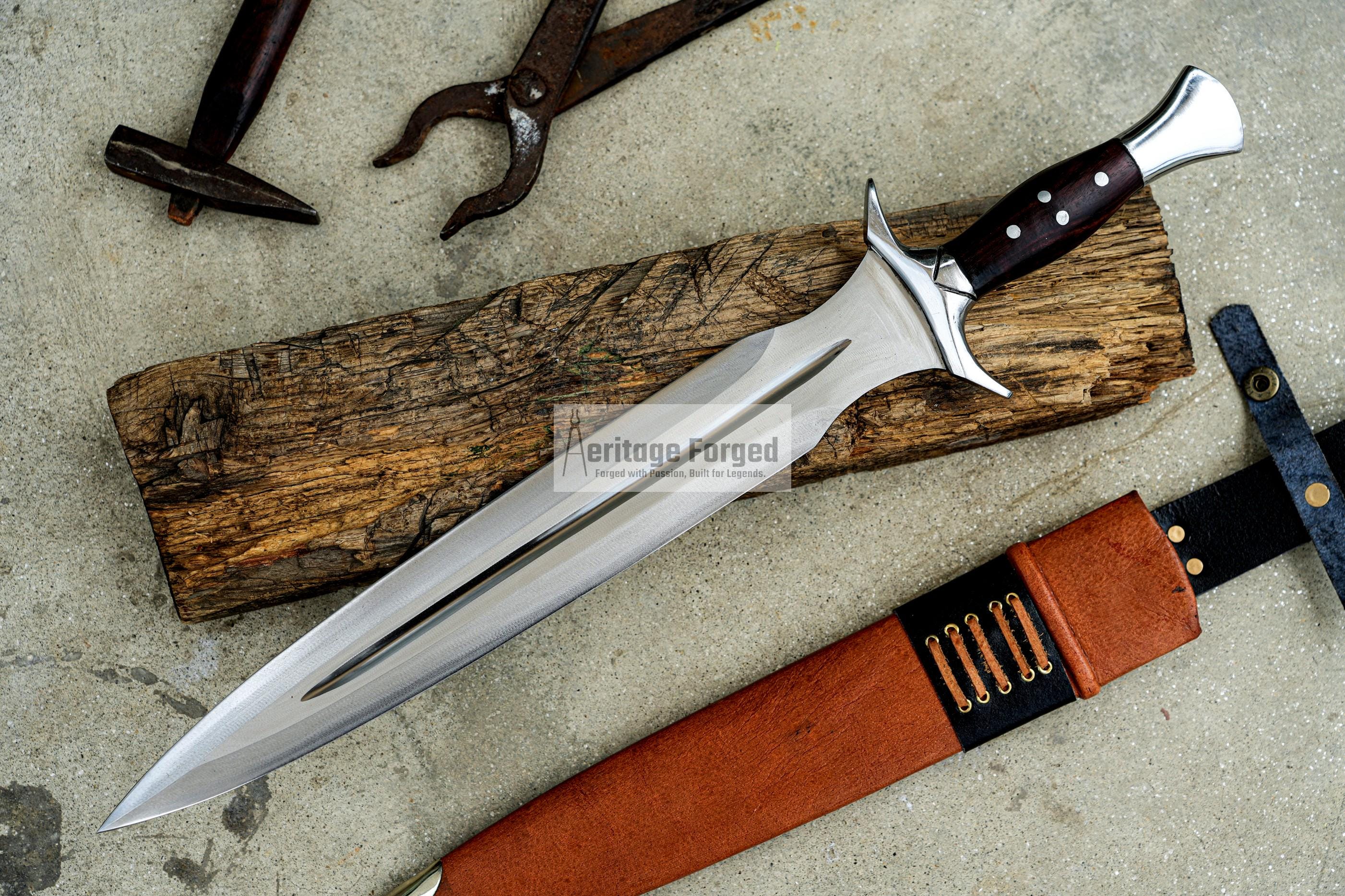VIKING DAGGER/15 inches Long Blade hand forged Dagger/Leaf spring of truck/Rosewood Handle/Sharpen/Tempered/Ready to use/knife/knives/sword