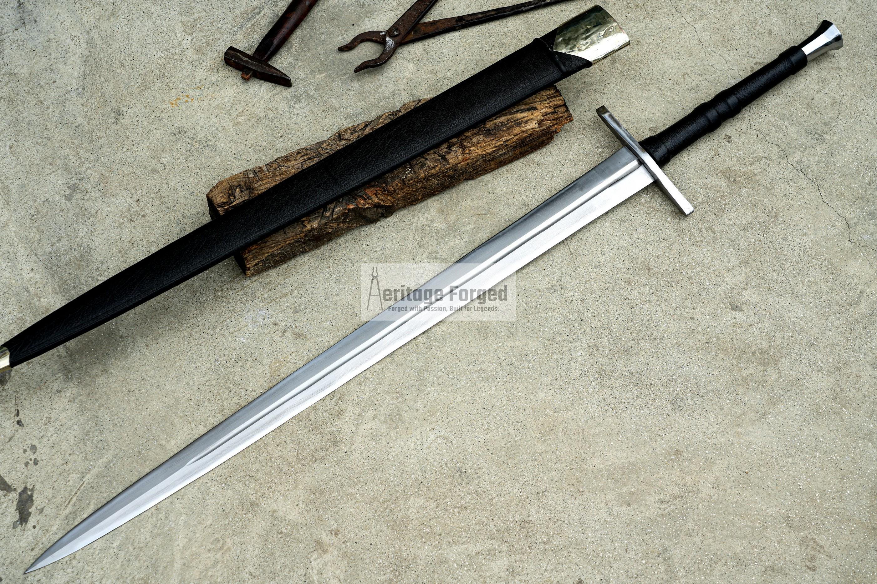 BASTARD SWORD /33 inches long Blade Hand Forged Sword/ Gladius Machete/Handmade from Leaf spring of Truck-Balance water tempered/Sharp