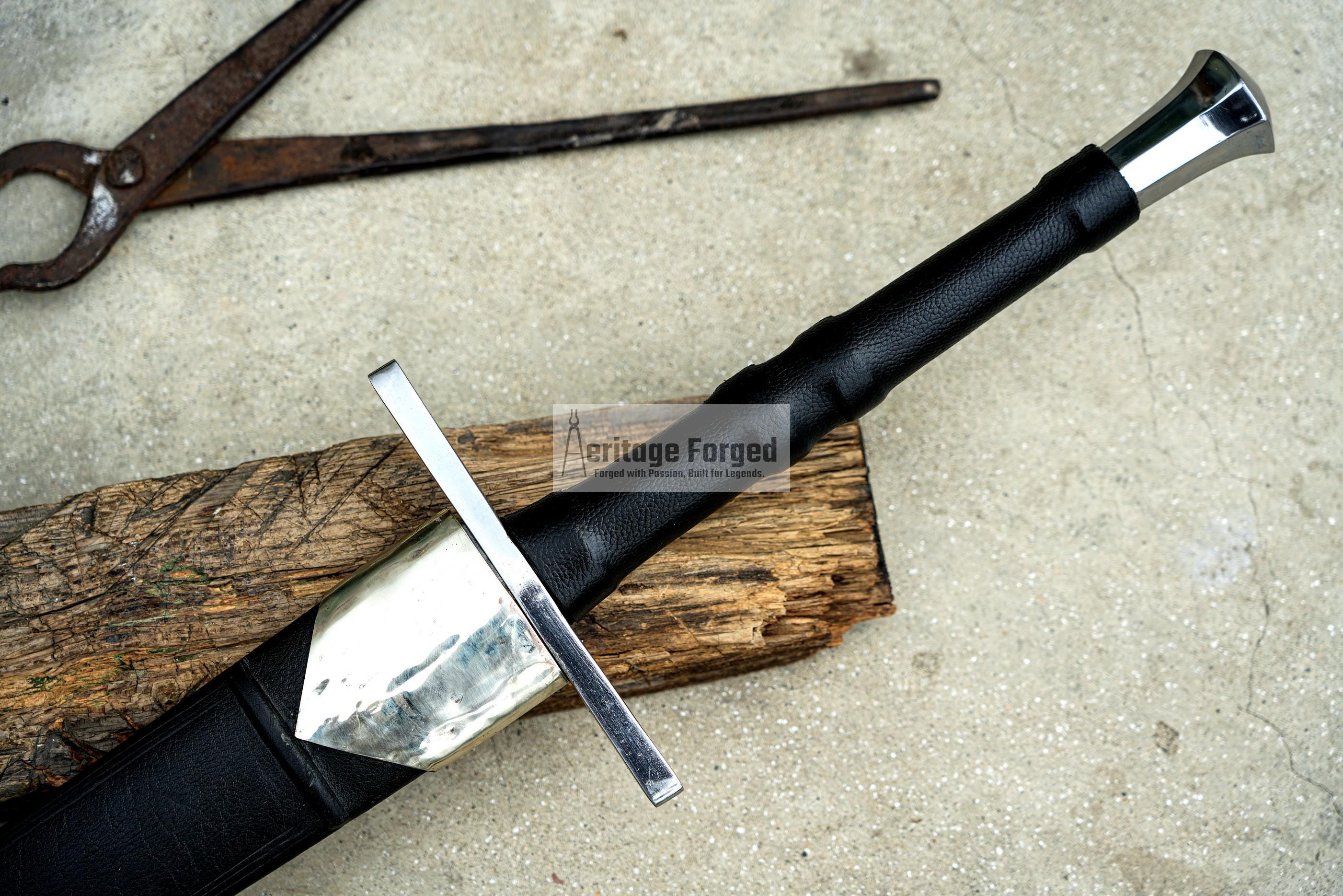 BASTARD SWORD /33 inches long Blade Hand Forged Sword/ Gladius Machete/Handmade from Leaf spring of Truck-Balance water tempered/Sharp