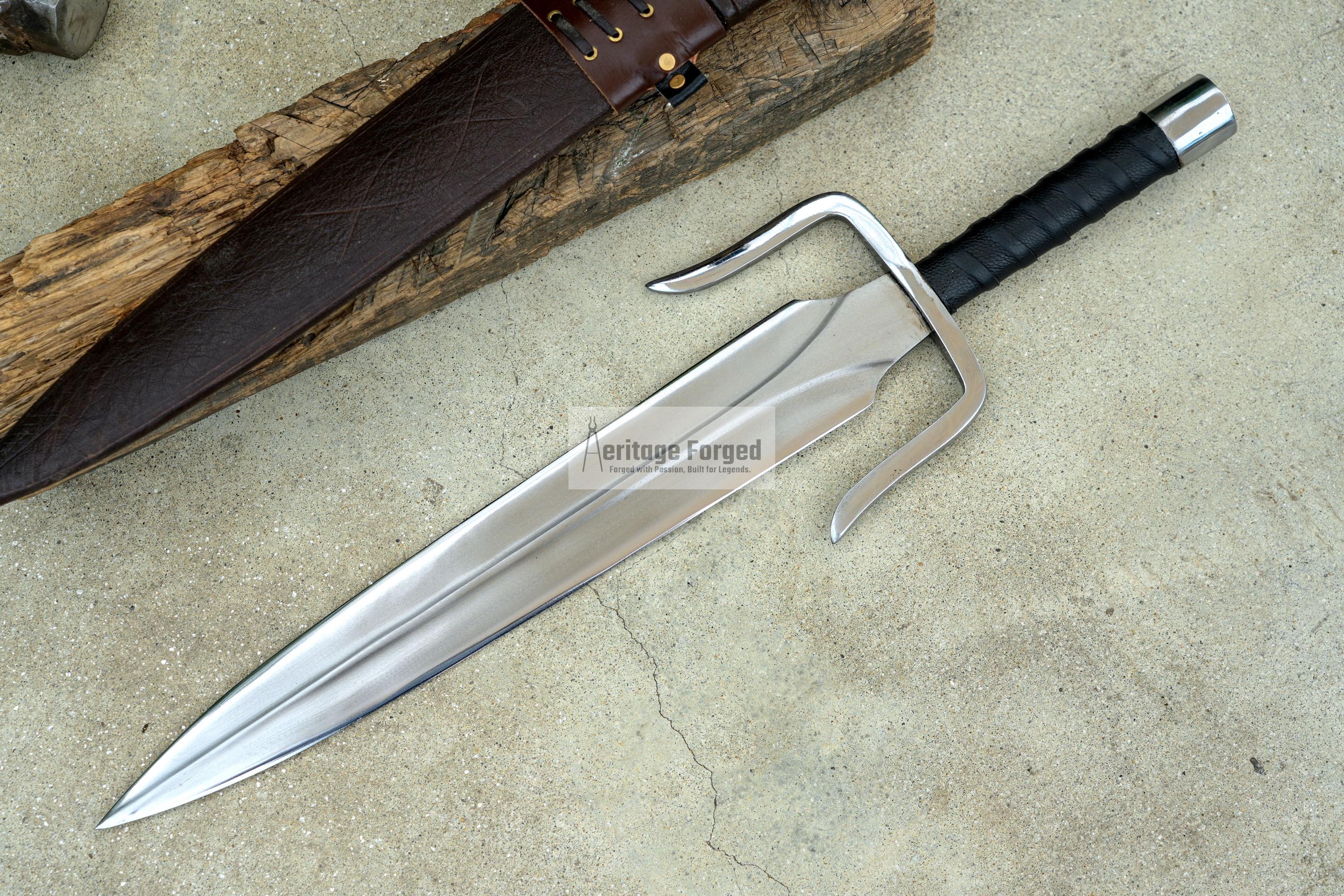 TRIDENT DAGGER/16 inches Long Blade hand forged Dagger/Leaf spring of truck/Rosewood Handle/Sharpen/Tempered/Ready to use/knife/knives/sword