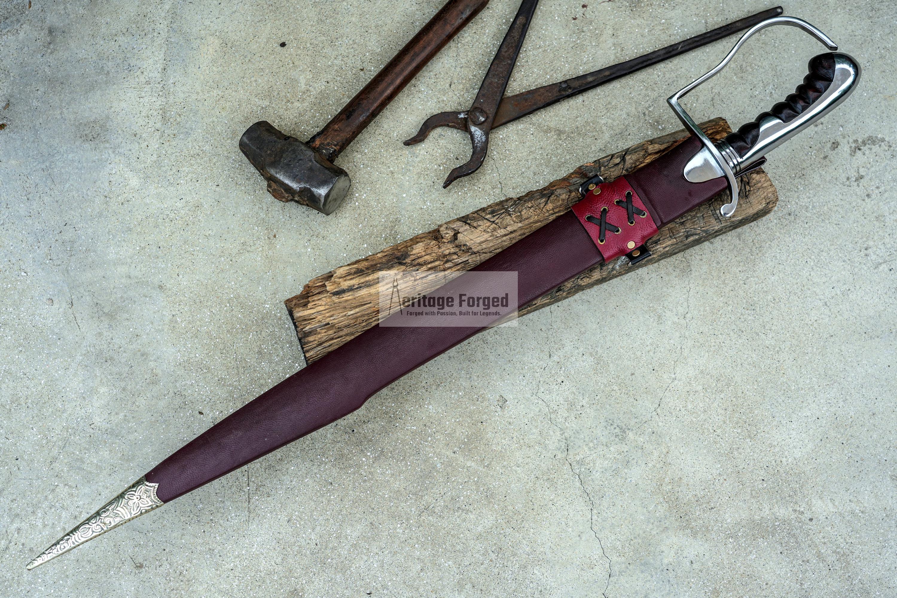 CUSTOM SABRE/24 inches Long Blade hand forged Sword-Pair it with 12 inches knife -Making for kayakermark