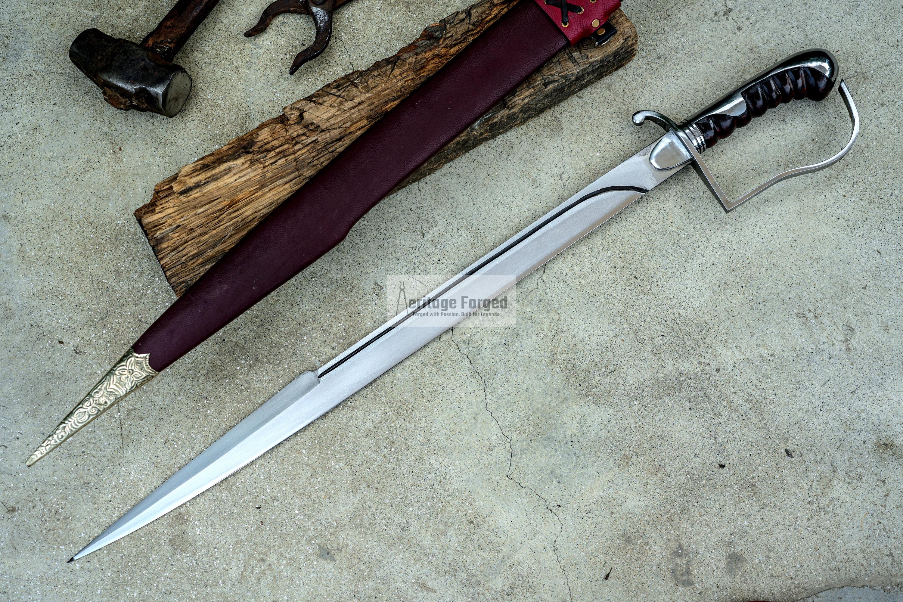 CUSTOM SABRE/24 inches Long Blade hand forged Sword-Pair it with 12 inches knife -Making for kayakermark