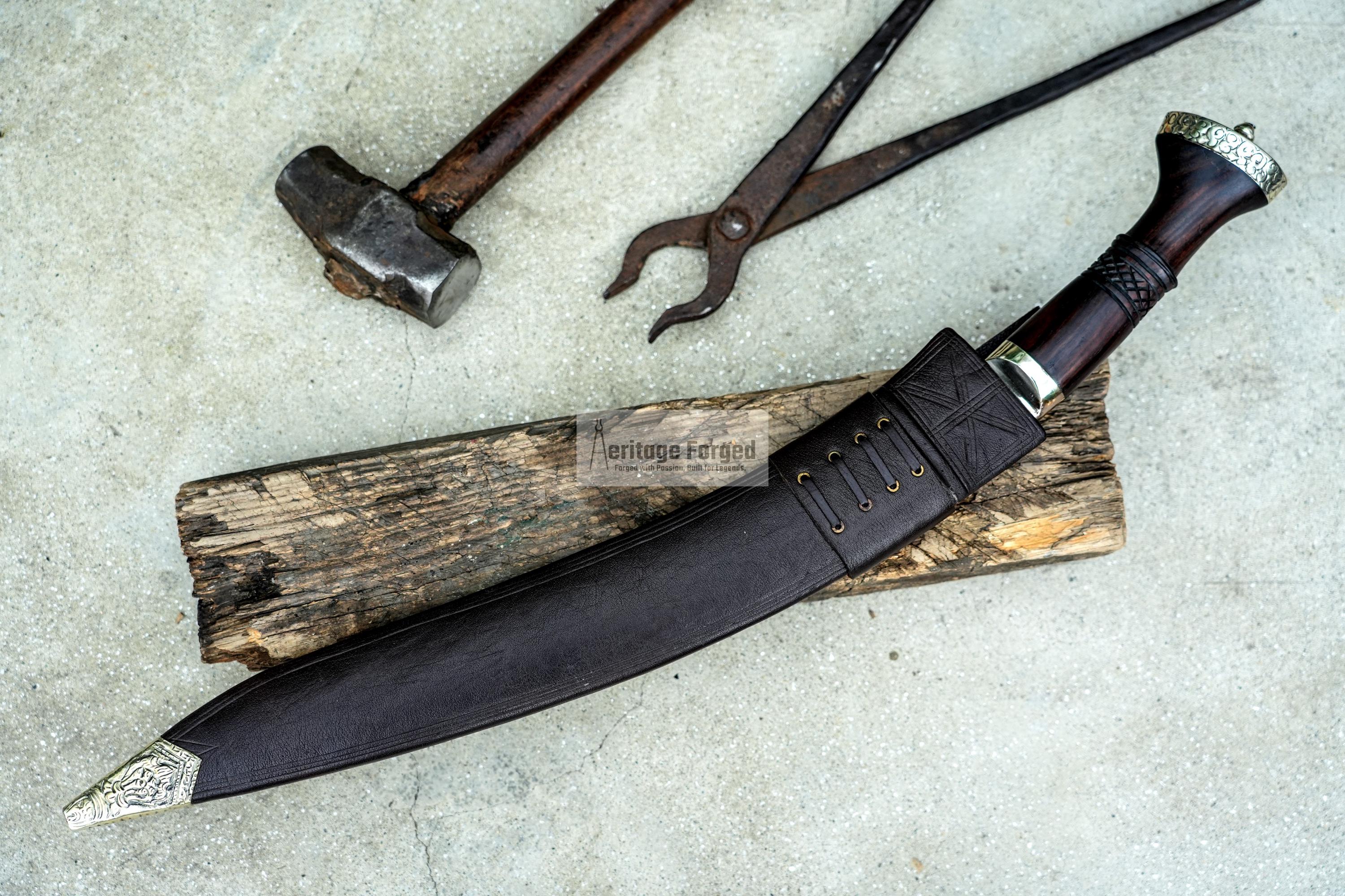 SIRUPATE KHUKURI / Large kukri Machete/ 18 inches Long Blade Heavy machete/ Full tang/ Leaf spring of truck/ Tempered/Sharpen/Working