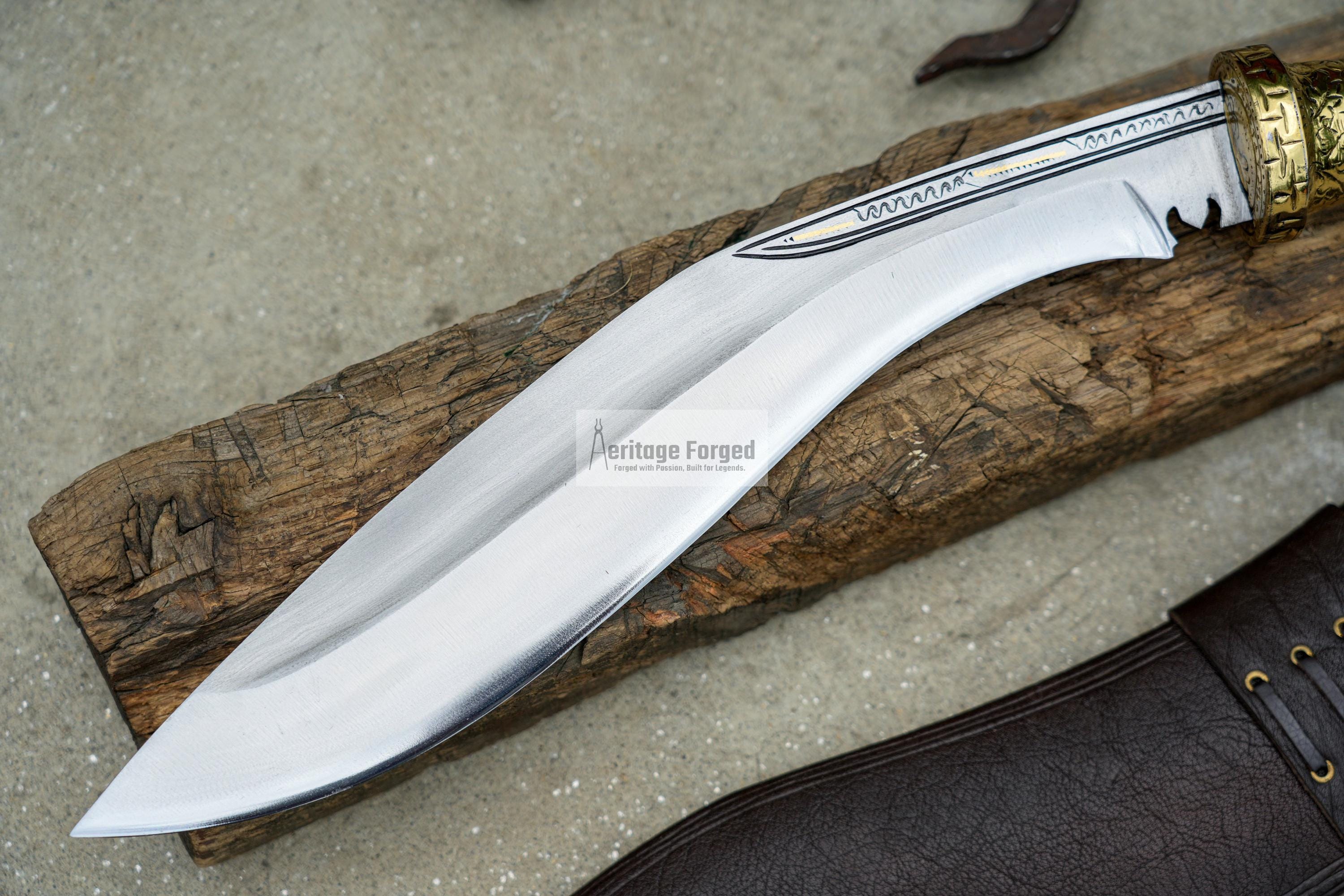 KHUKURI MACHETE / Large kukri Machete/ 14 inches Long Blade Heavy duties machete/ Full tang/ Leaf spring of truck/ Tempered/Sharpen/Working
