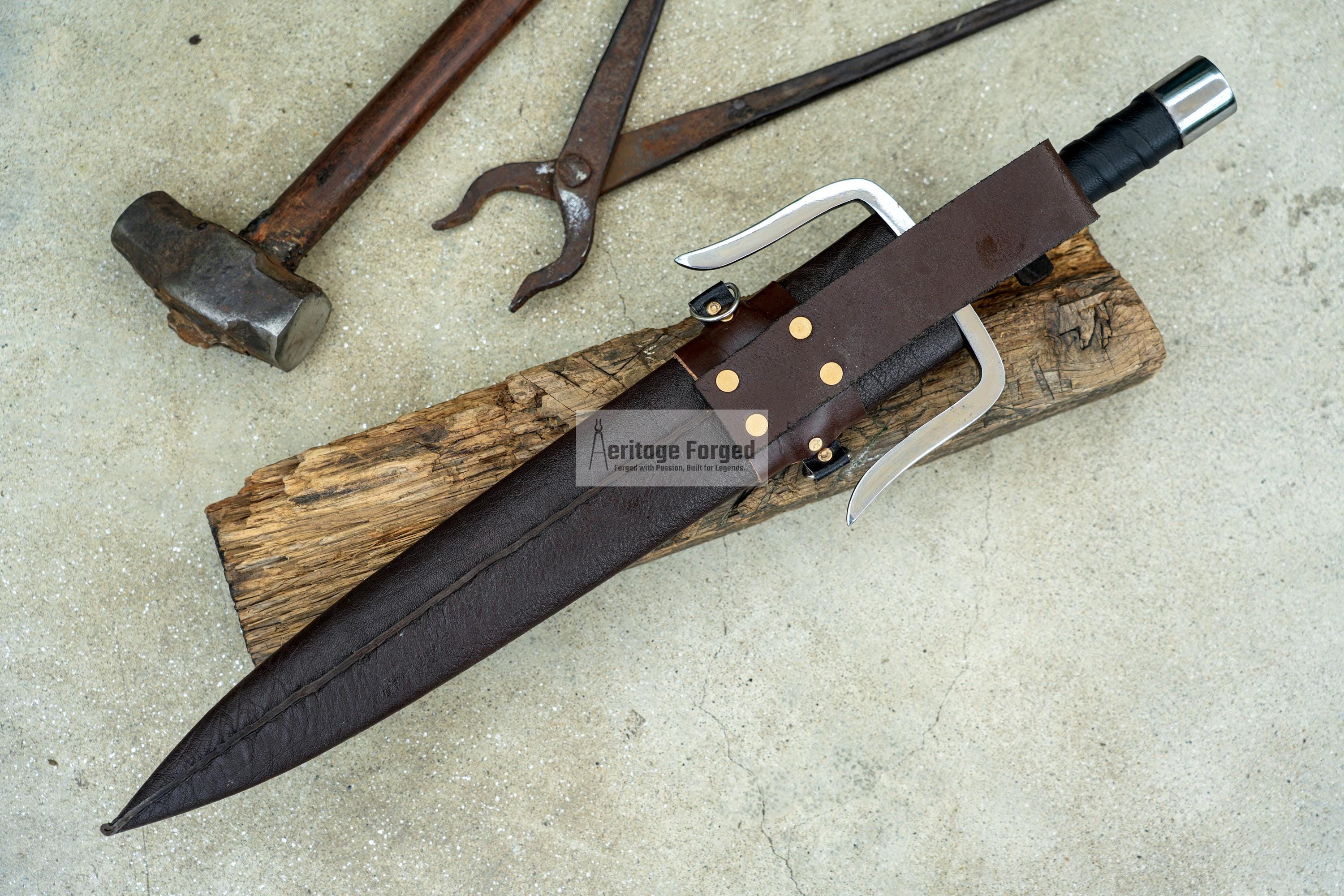 TRIDENT DAGGER/16 inches Long Blade hand forged Dagger/Leaf spring of truck/Rosewood Handle/Sharpen/Tempered/Ready to use/knife/knives/sword