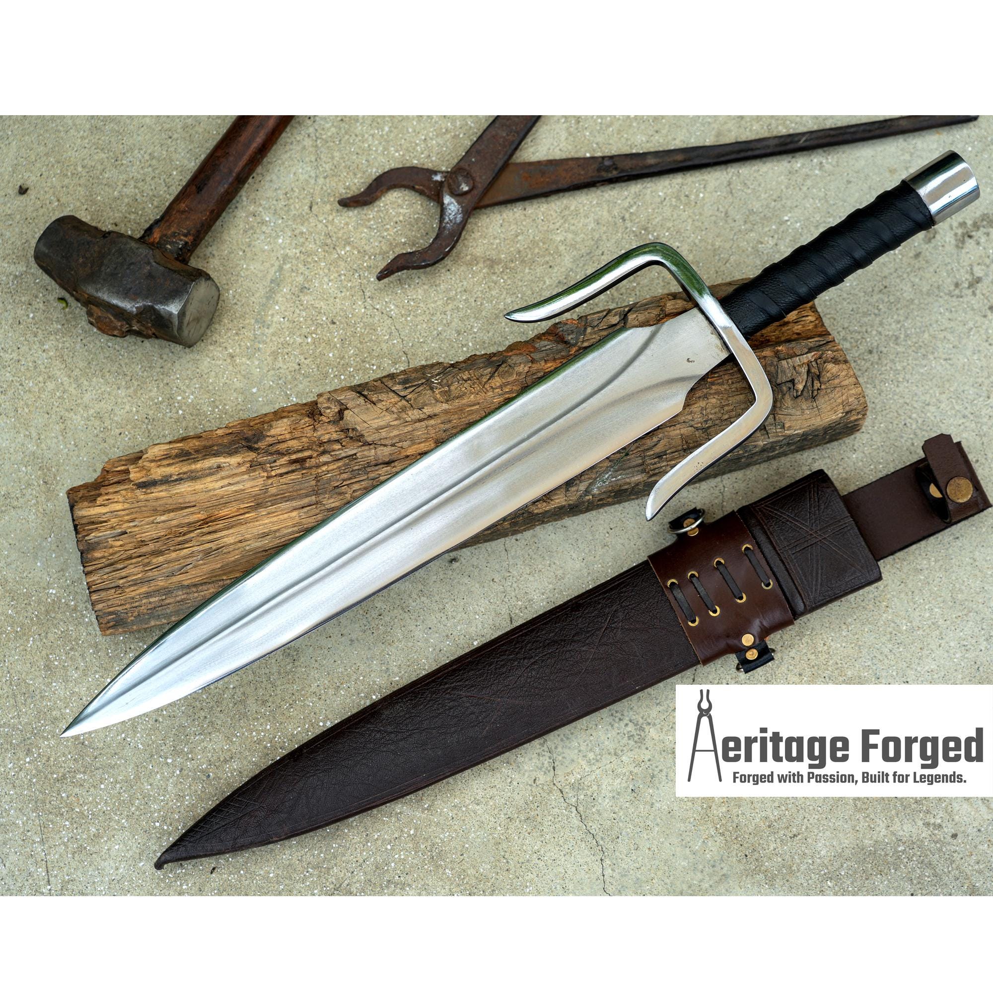 TRIDENT DAGGER/16 inches Long Blade hand forged Dagger/Leaf spring of truck/Rosewood Handle/Sharpen/Tempered/Ready to use/knife/knives/sword