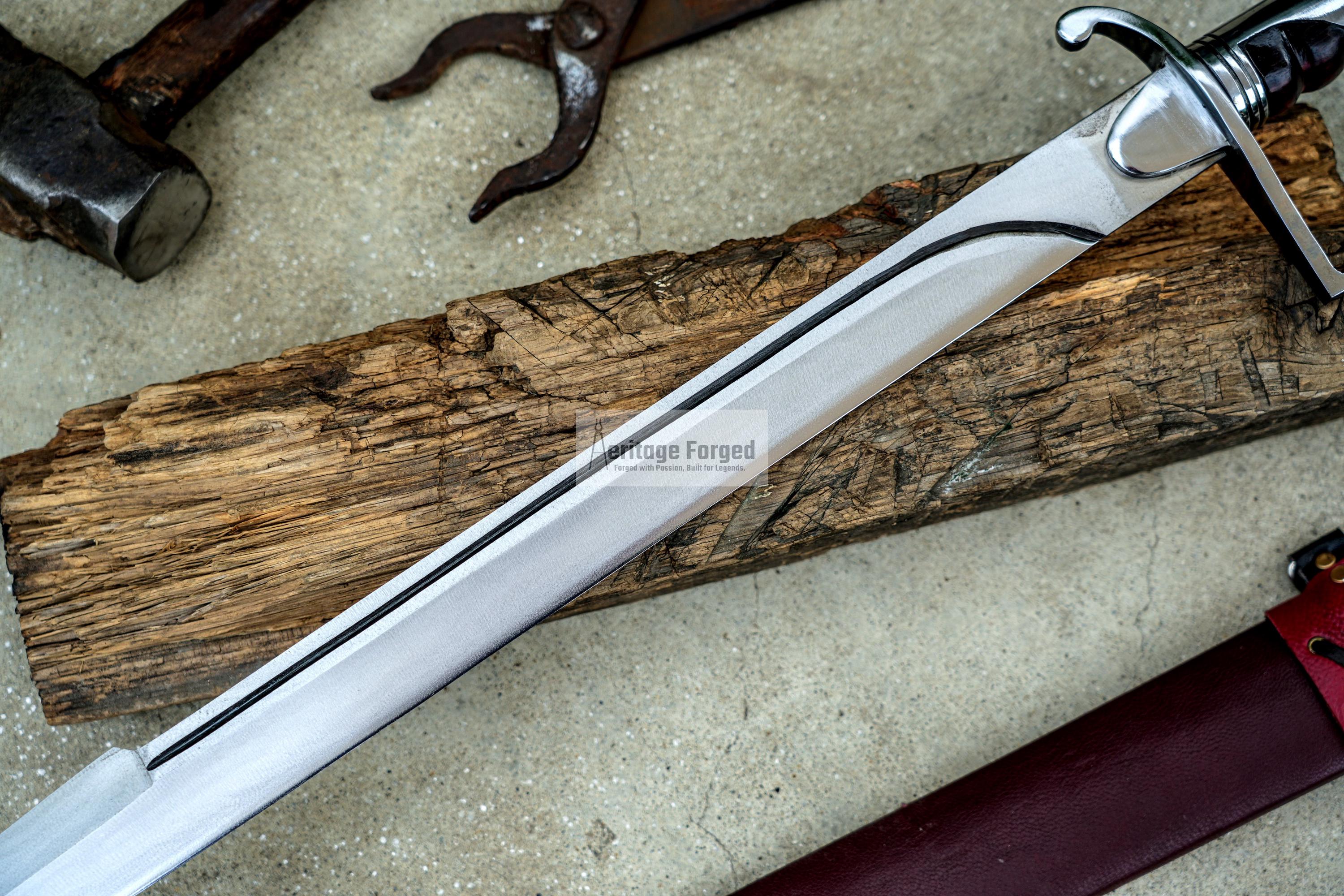 CUSTOM SABRE/24 inches Long Blade hand forged Sword-Pair it with 12 inches knife -Making for kayakermark