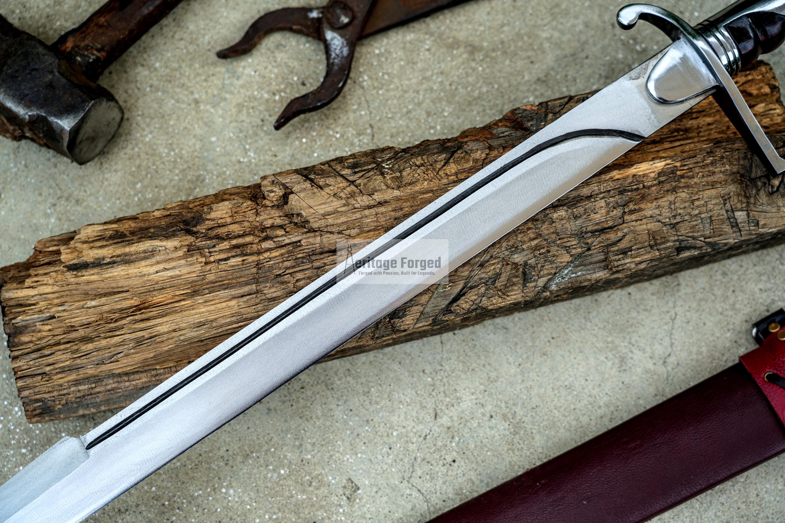 CUSTOM SABRE/24 inches Long Blade hand forged Sword/Leaf spring of truck/Rosewood Handle/Sharpen/Tempered/Ready to use/knife/knives