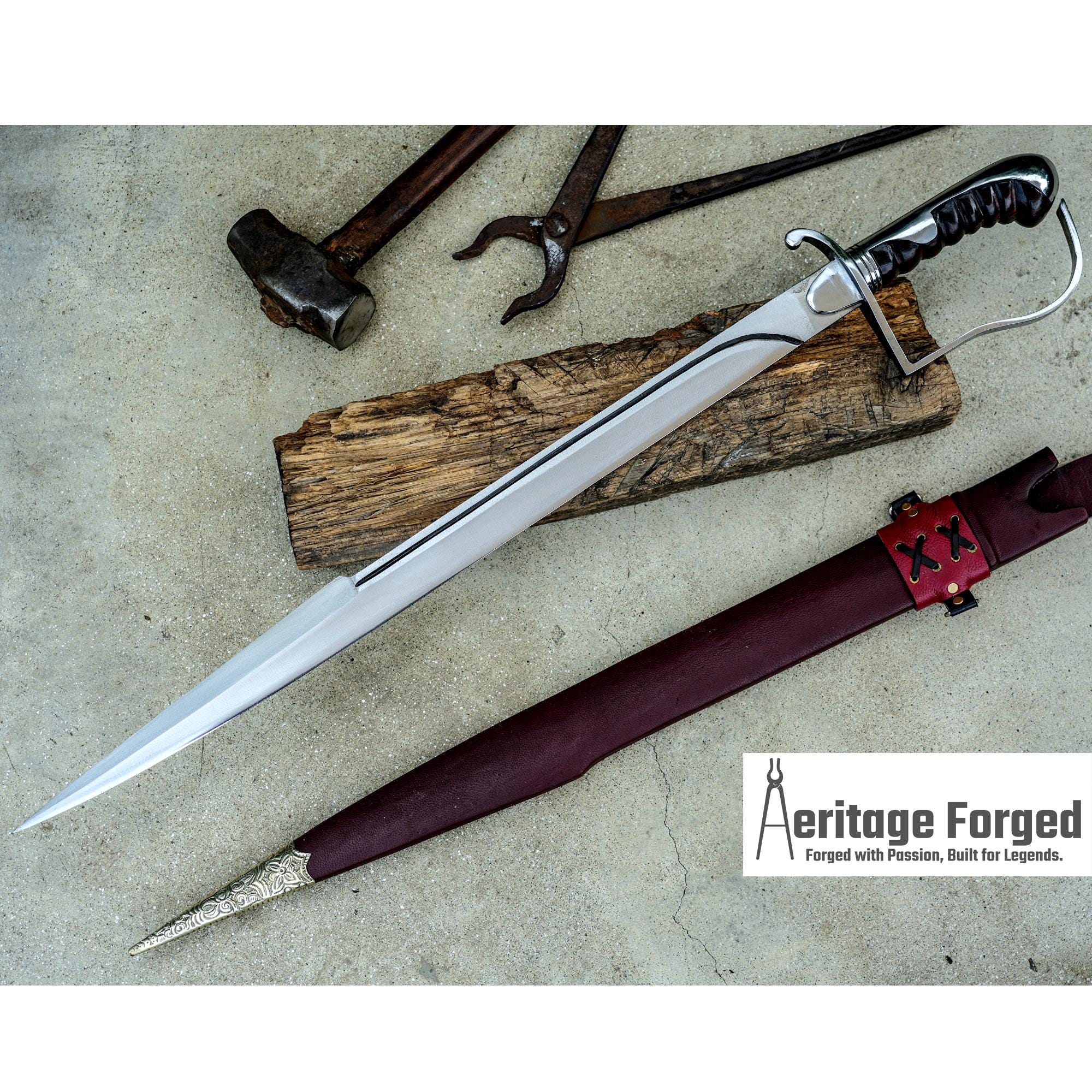 CUSTOM SABRE/24 inches Long Blade hand forged Sword/Leaf spring of truck/Rosewood Handle/Sharpen/Tempered/Ready to use/knife/knives