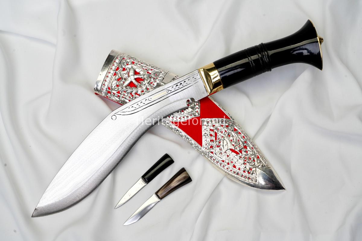 Kothimora Kukri â€“ 8 Inch Ceremonial Khukuri with Silver Scabbard and Cross kuri Badges