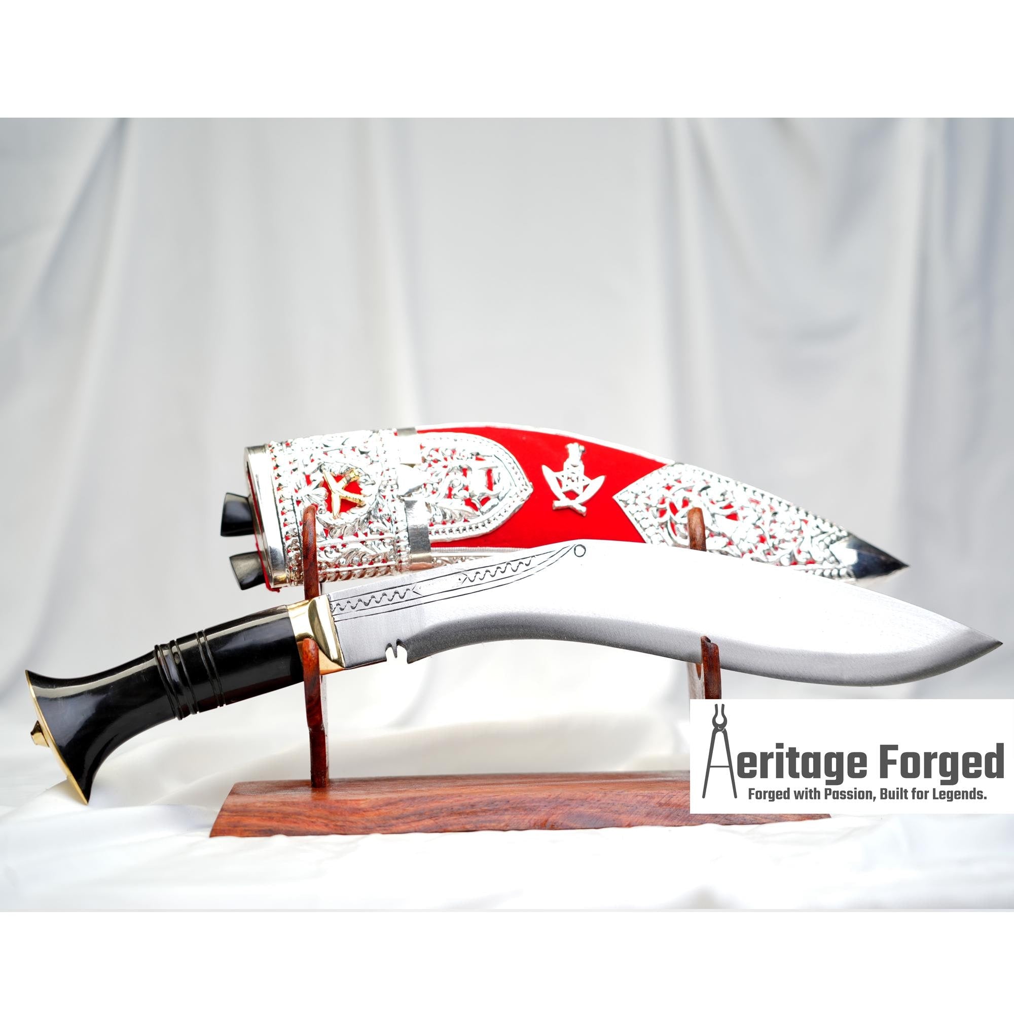 Kothimora Kukri â€“ 10 Inch Ceremonial Khukuri with 3rd Gurkha Rifles Badges and Silver Scabbard