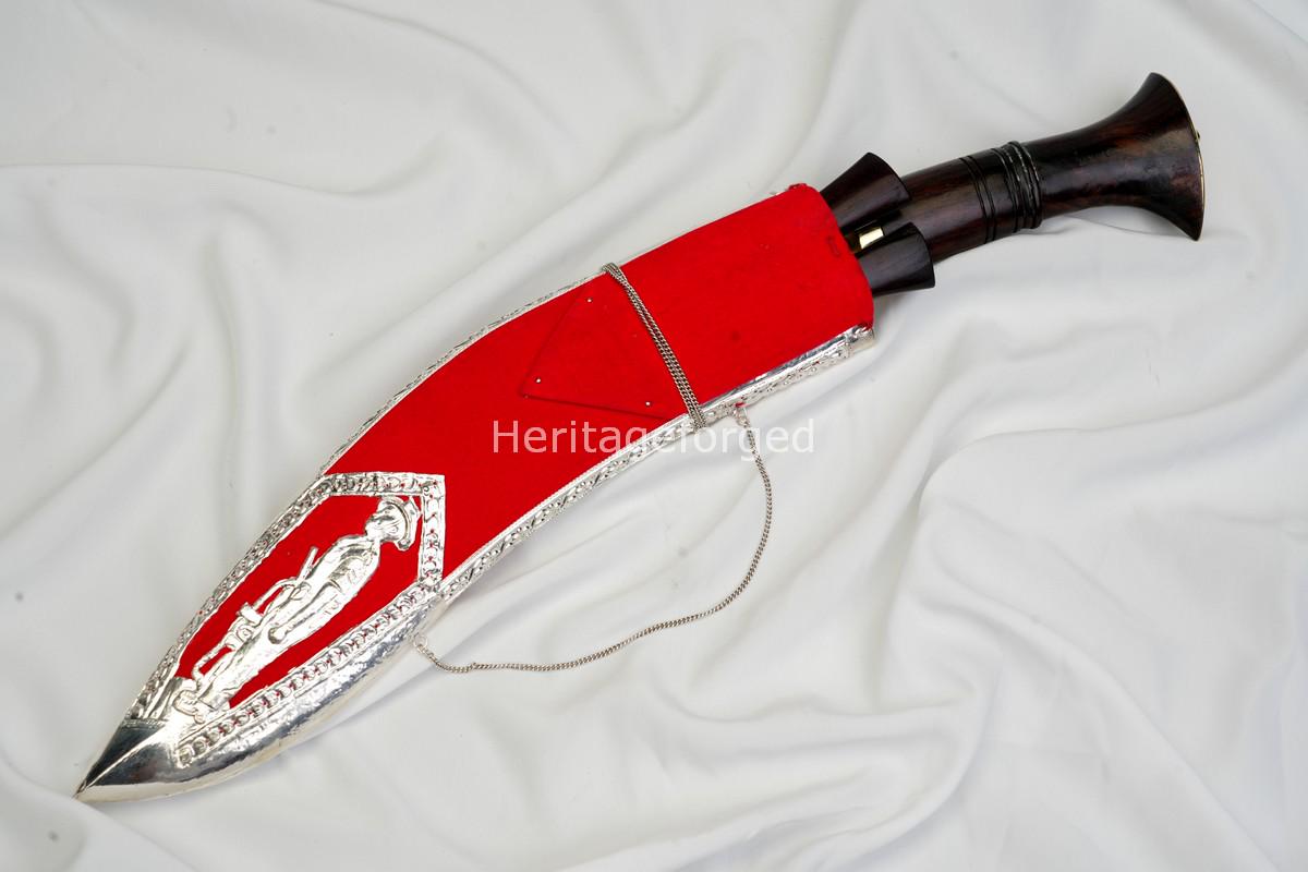 Kothimora Kukri â€“ 10 Inch Ceremonial Khukuri with Gurkha Transport Regiment Badge and Silver Scabbard