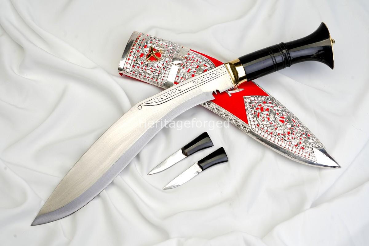 Kothimora Kukri â€“ 10 Inch Ceremonial Khukuri with 3rd Gurkha Rifles Badges and Silver Scabbard