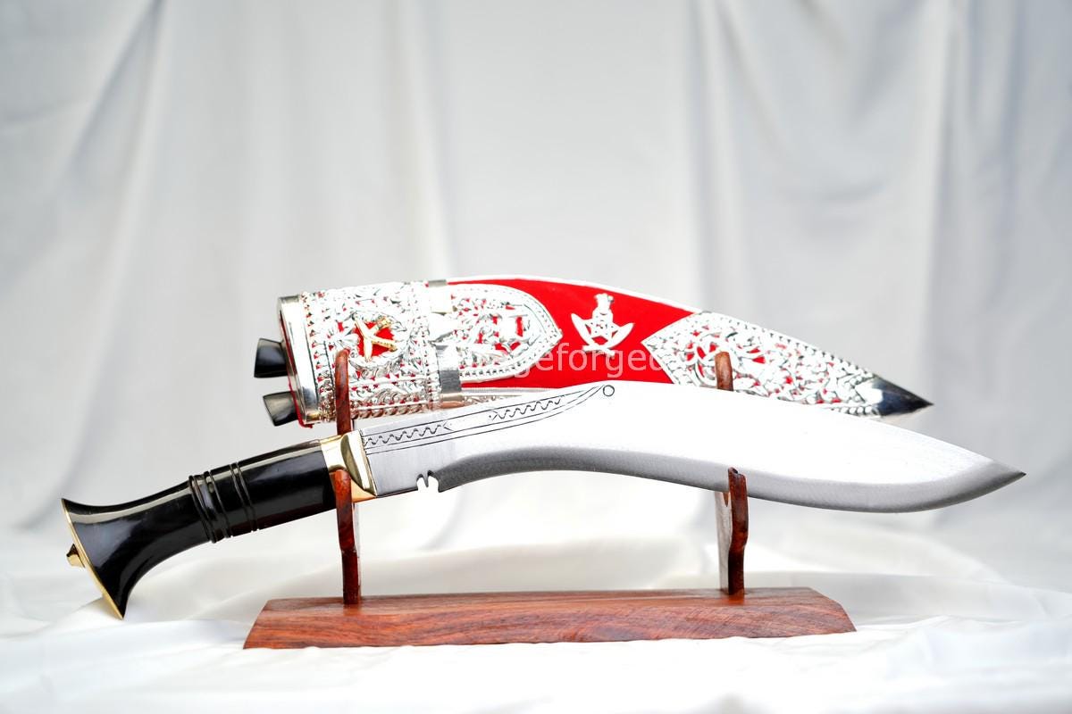 Kothimora Kukri â€“ 10 Inch Ceremonial Khukuri with 3rd Gurkha Rifles Badges and Silver Scabbard