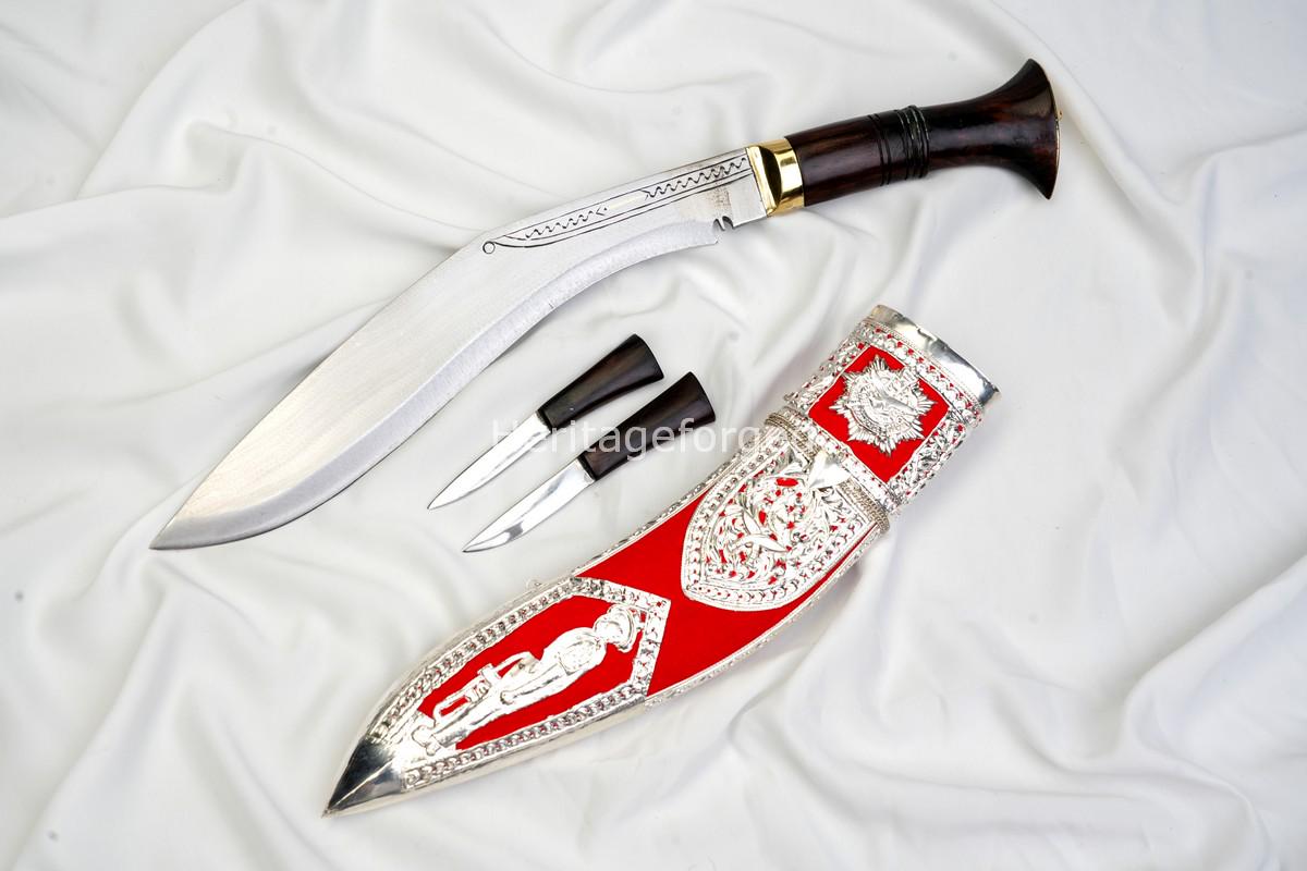 Kothimora Kukri â€“ 10 Inch Ceremonial Khukuri with Gurkha Transport Regiment Badge and Silver Scabbard