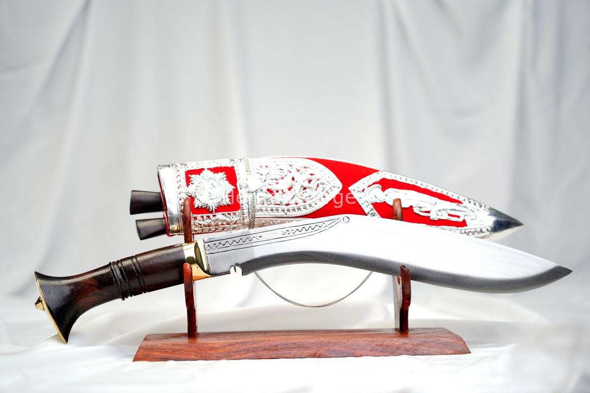 Kothimora Kukri â€“ 10 Inch Ceremonial Khukuri with Gurkha Transport Regiment Badge and Silver Scabbard