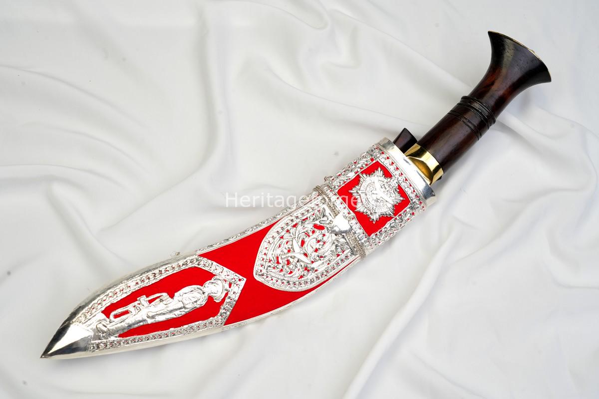 Kothimora Kukri â€“ 10 Inch Ceremonial Khukuri with Gurkha Transport Regiment Badge and Silver Scabbard