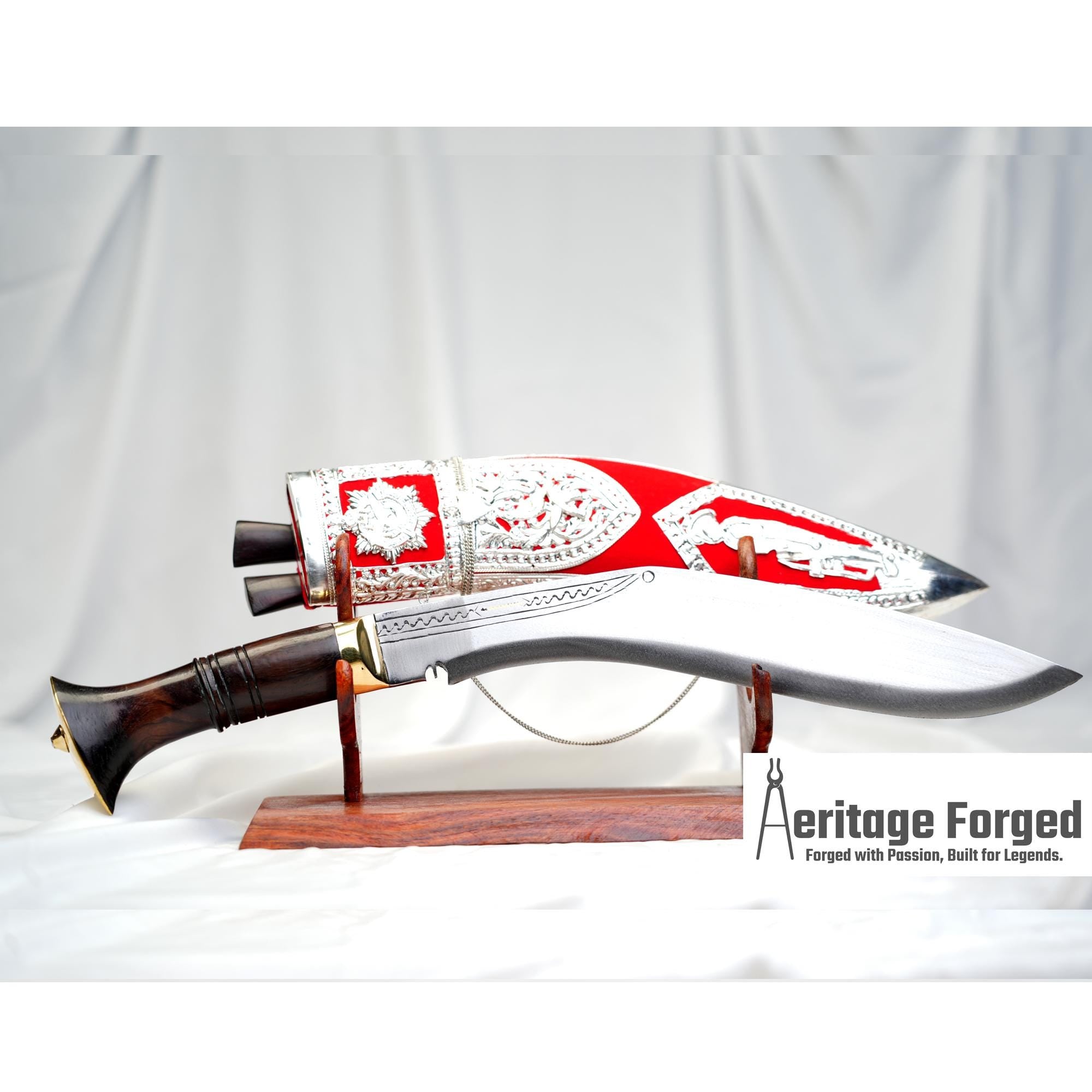 Kothimora Kukri â€“ 10 Inch Ceremonial Khukuri with Gurkha Transport Regiment Badge and Silver Scabbard
