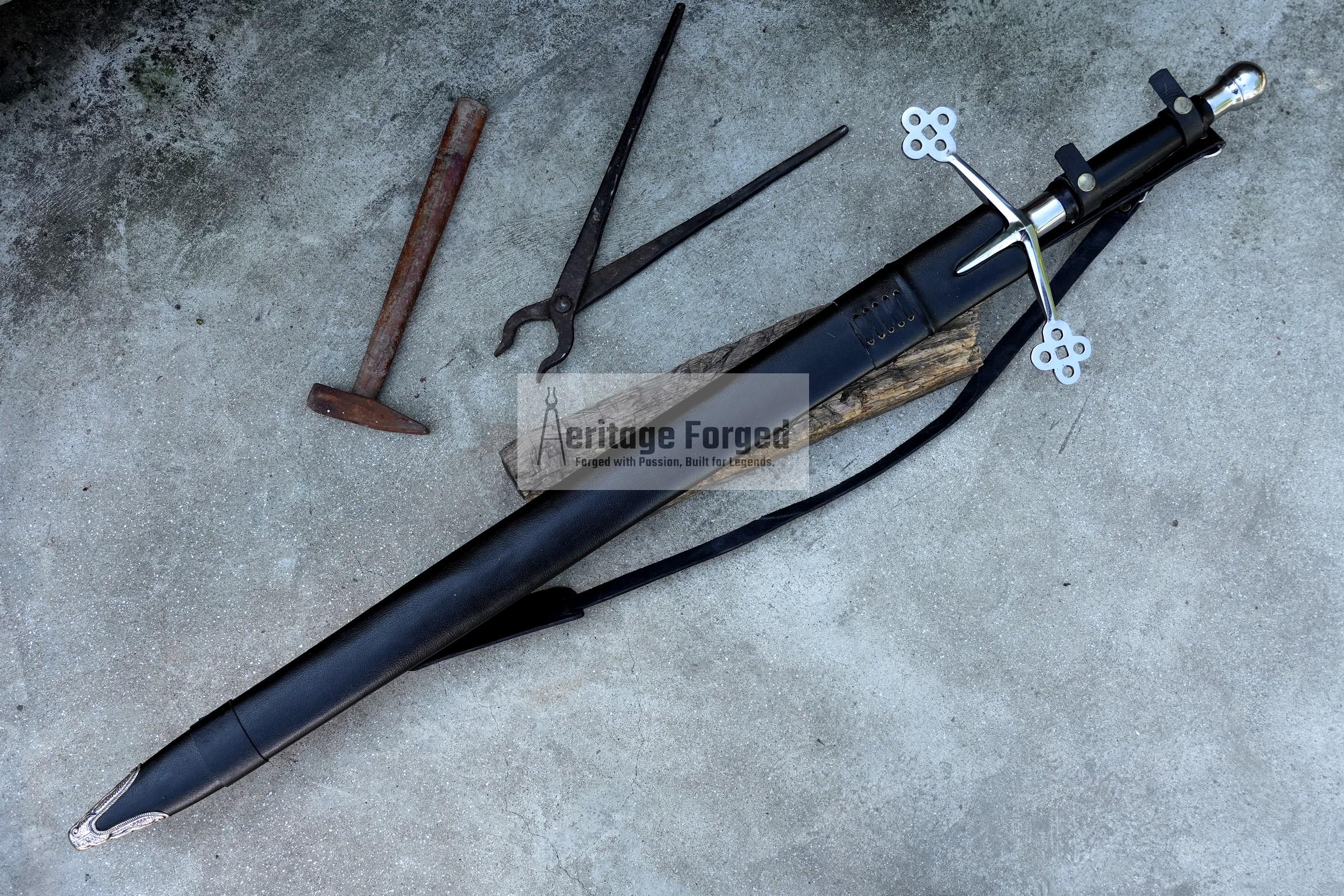 CLAYMORE SWORD /35 inches long Blade Hand Forged Sword/ large sword/Handmade from Leaf spring of Truck-Balance water tempered/Sharp