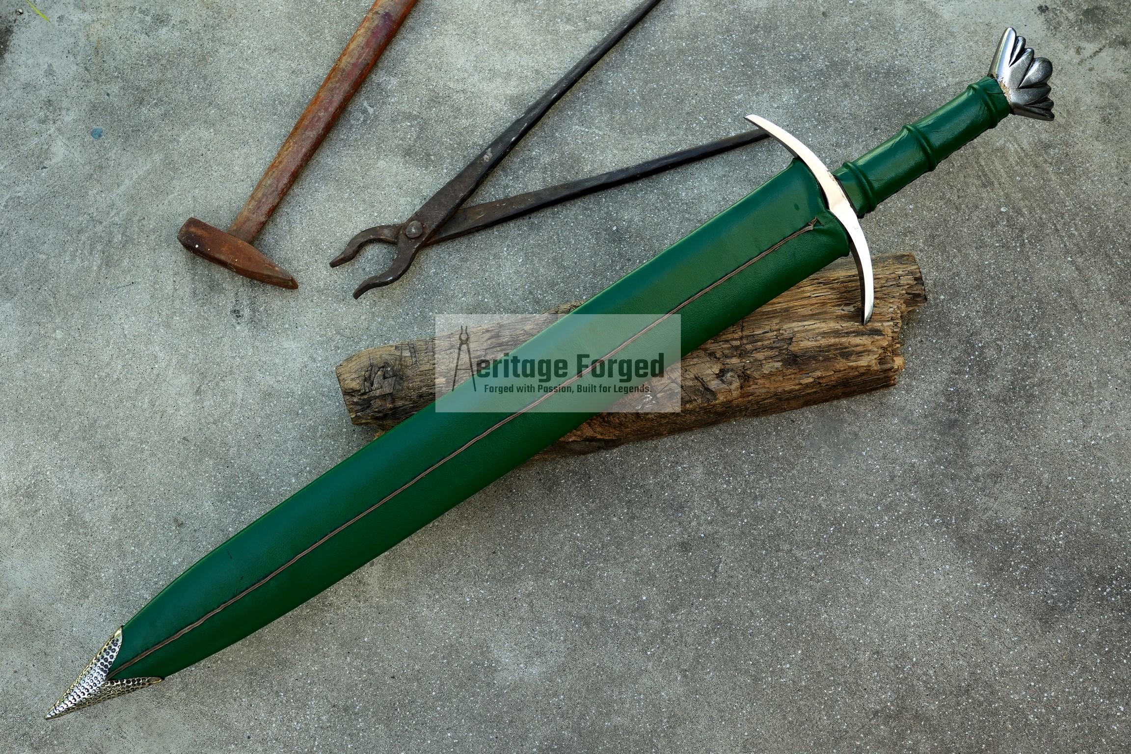 Knightâ€™s Healer Sword /25 inches Long Blade hand Made Sword/Leaf spring of truck/Rosewood Handle/Sharpen/Tempered/Sword